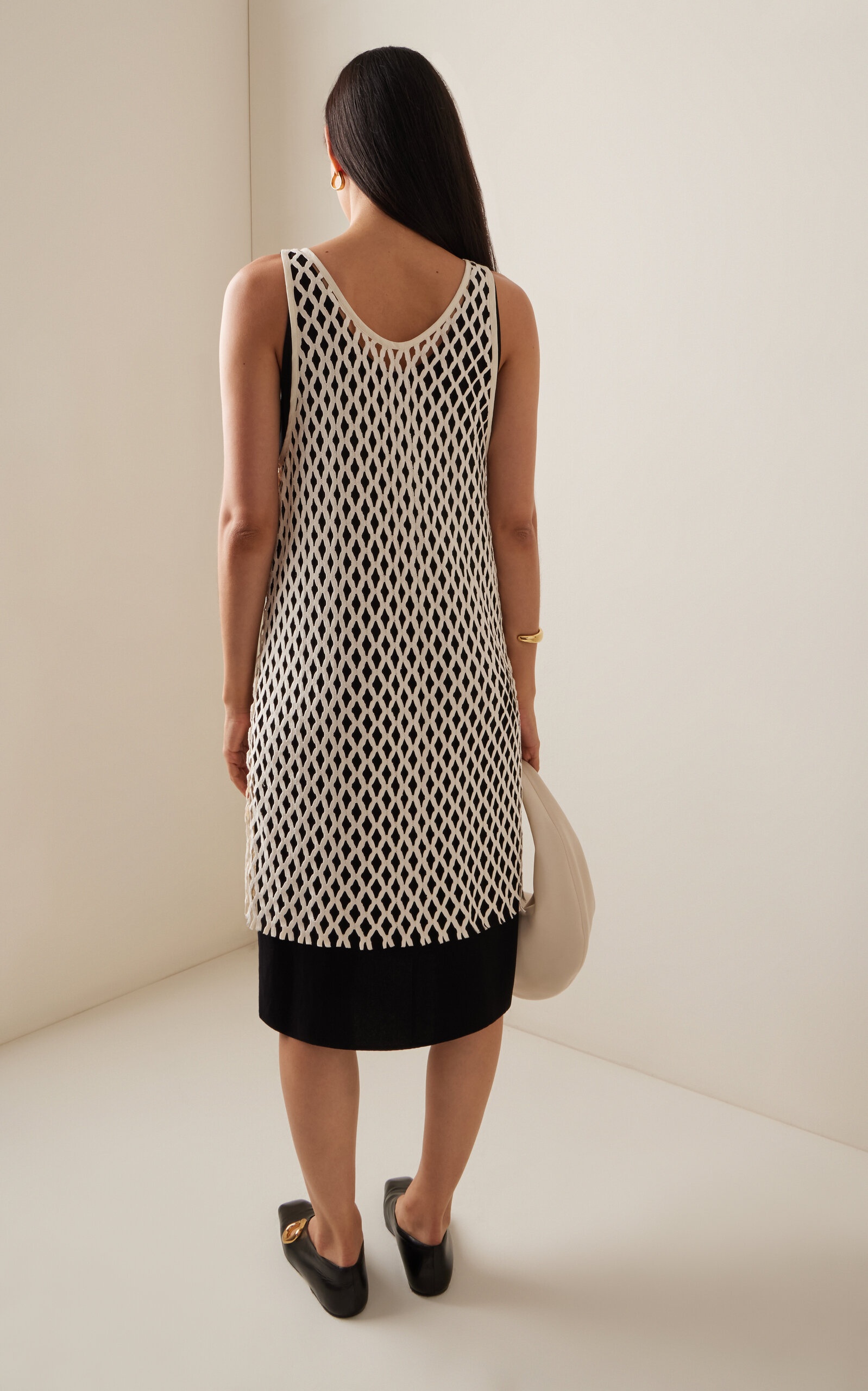 Organic Cotton Lace Mini Shift Dress black/white - 4