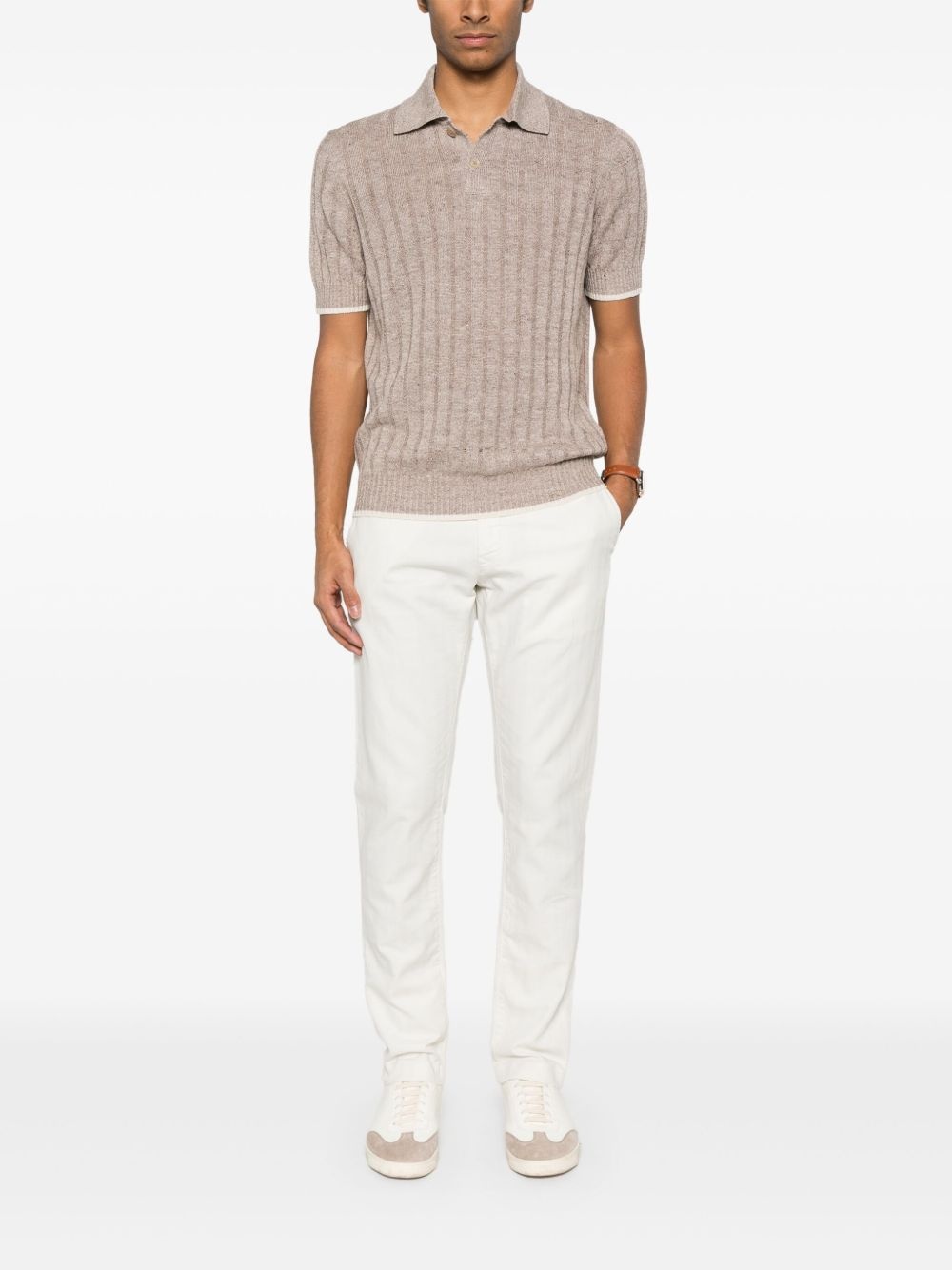 ribbed-knit polo shirt - 2