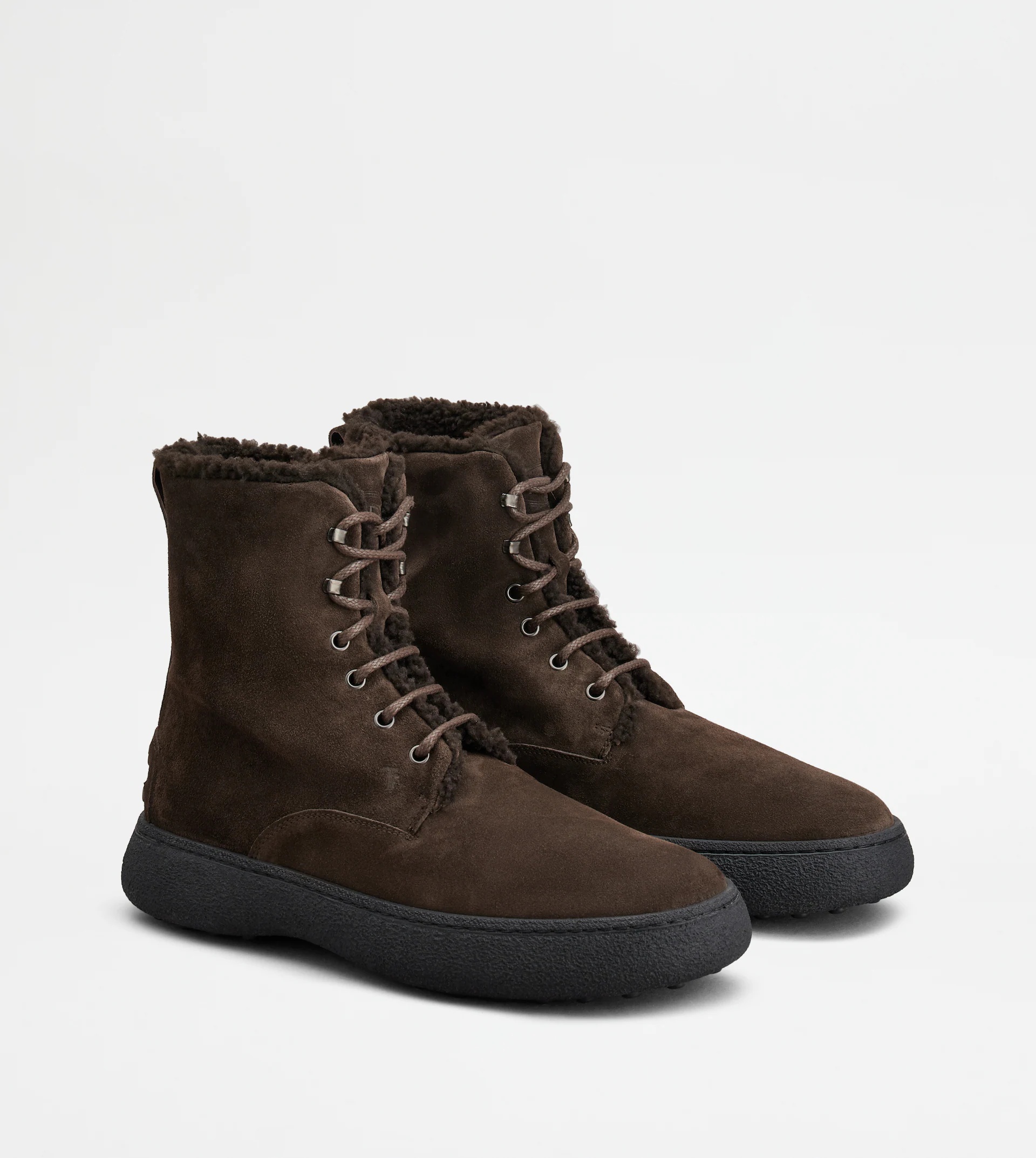 TOD'S W. G. LACE-UP ANKLE BOOTS IN SUEDE - BROWN - 3