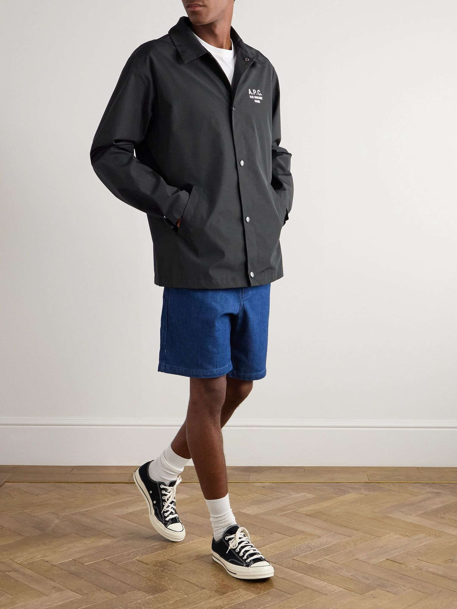 Regis Logo-Embroidered Shell Jacket Black - 2