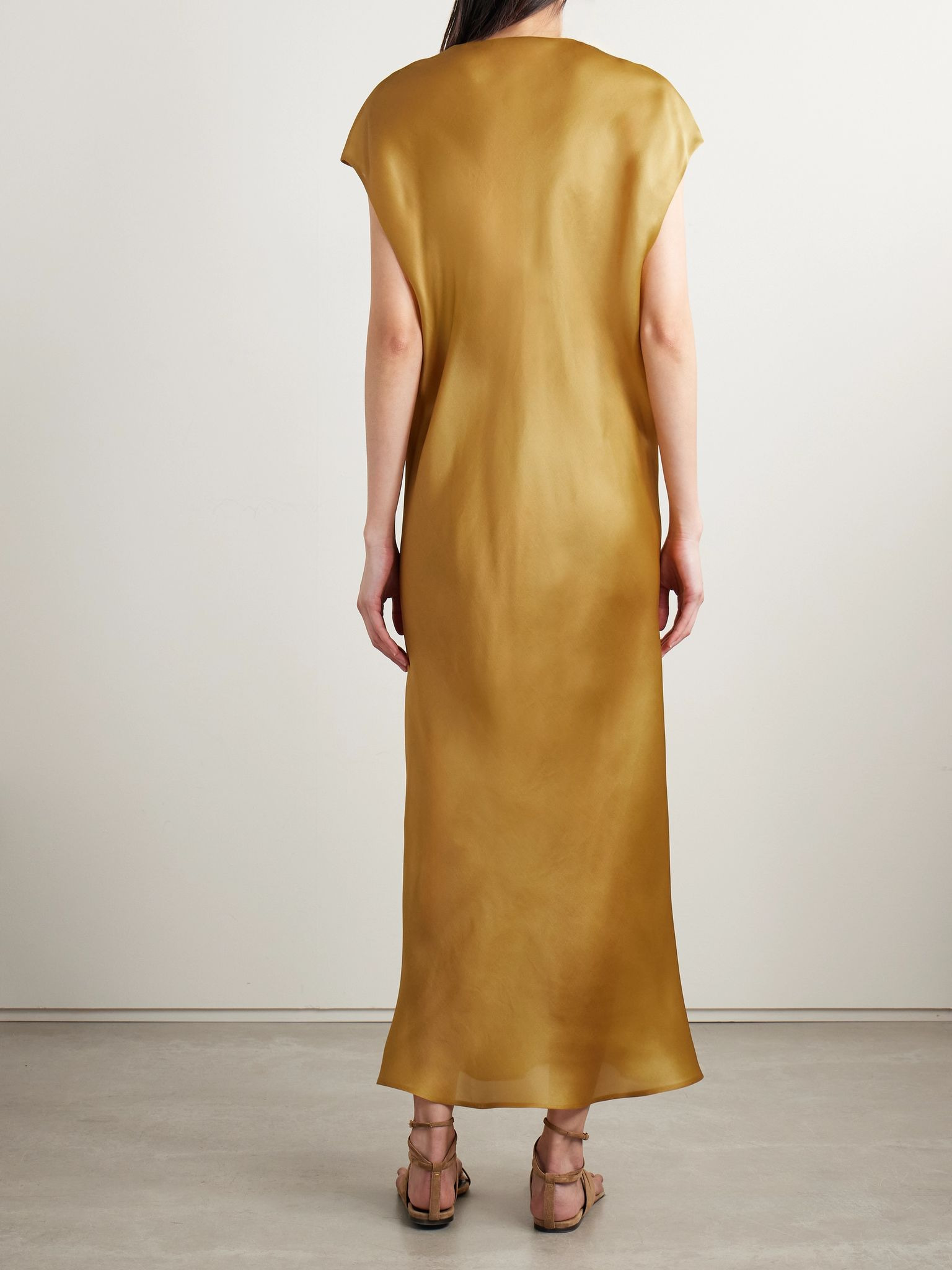Darby silk-organza midi dress Mustard - 3
