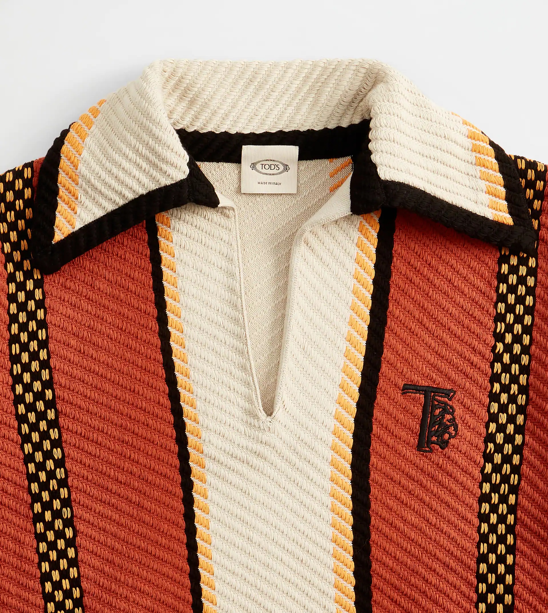 POLO SHIRT IN COTTON KNIT - OFF WHITE, ORANGE, YELLOW - 6