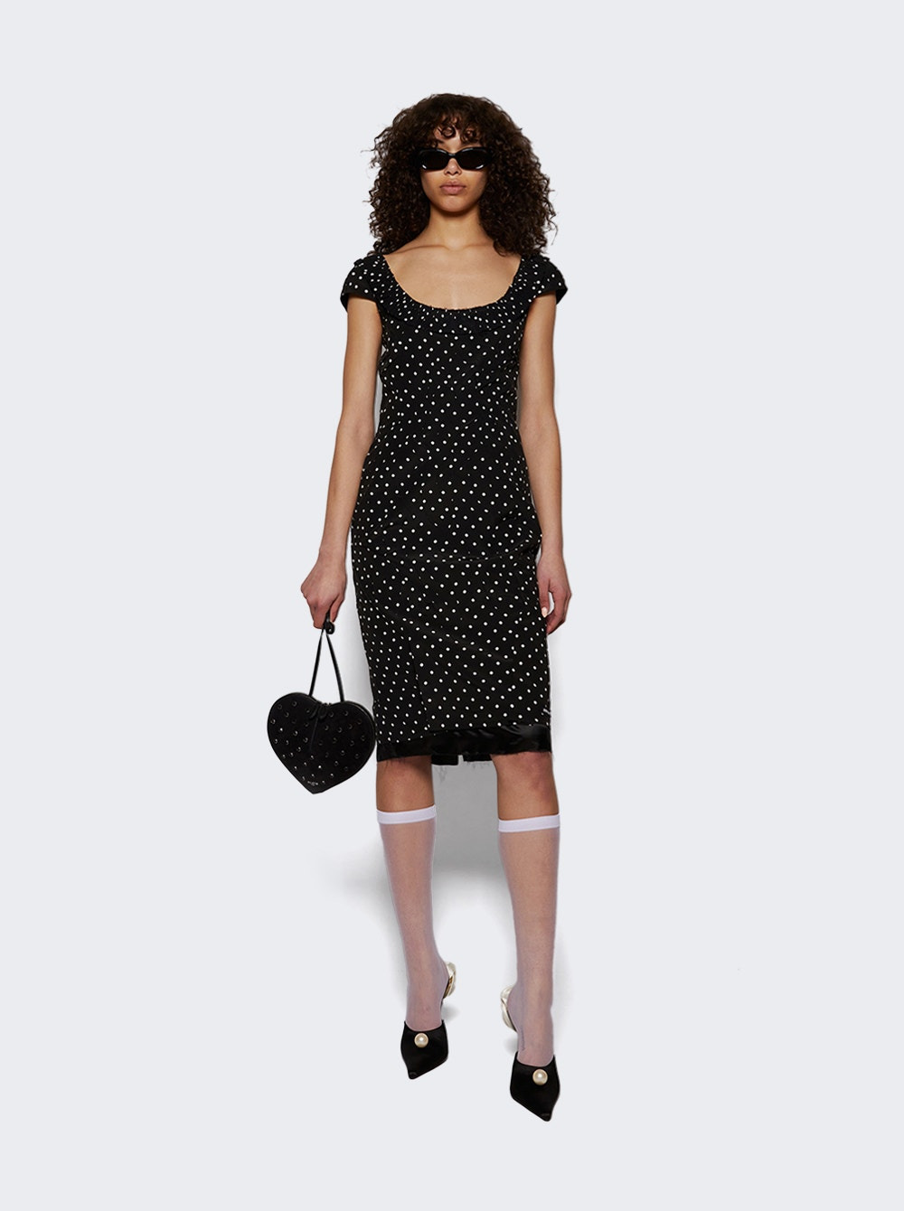 Polka Dot Dress Nero And Avorio - 5