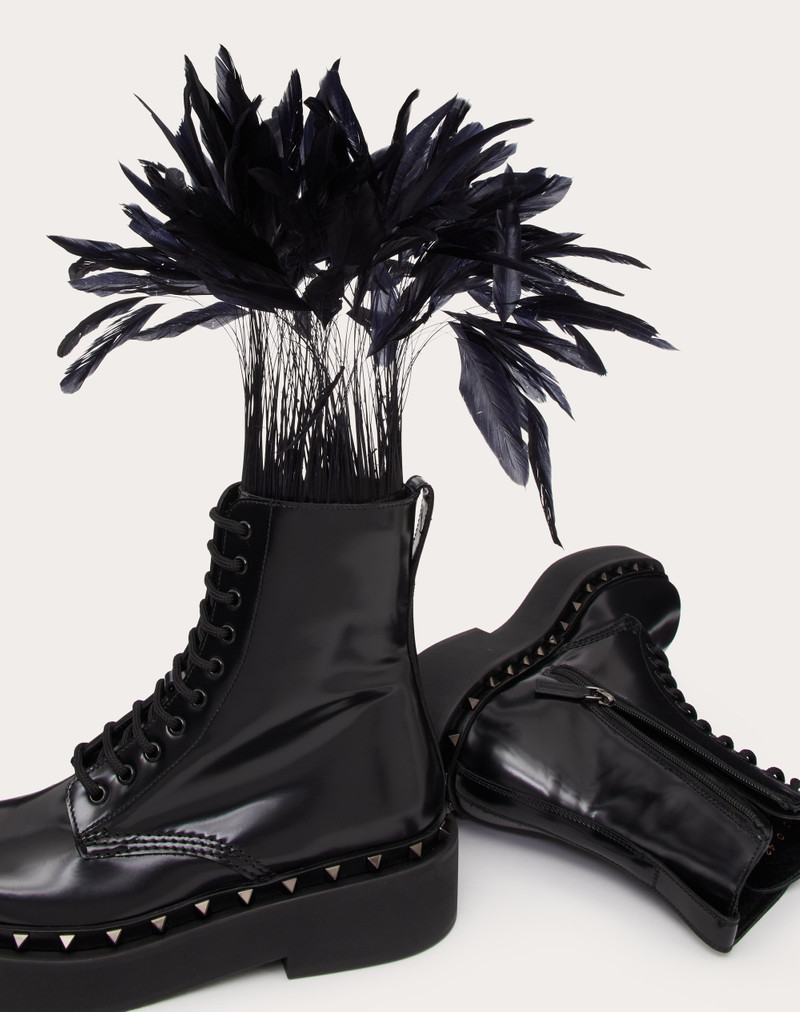 ROCKSTUD M-WAY COMBAT BOOT IN CALFSKIN WITH FEATHERS 50MM 5