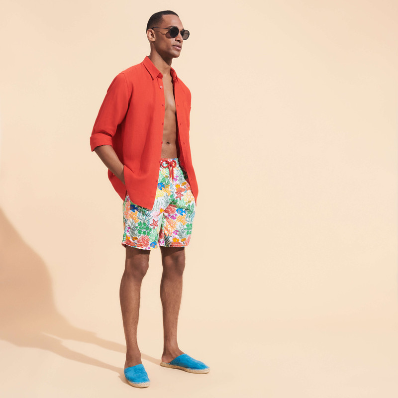 Men Long Swim Trunks Fond Marins Multicolores 5