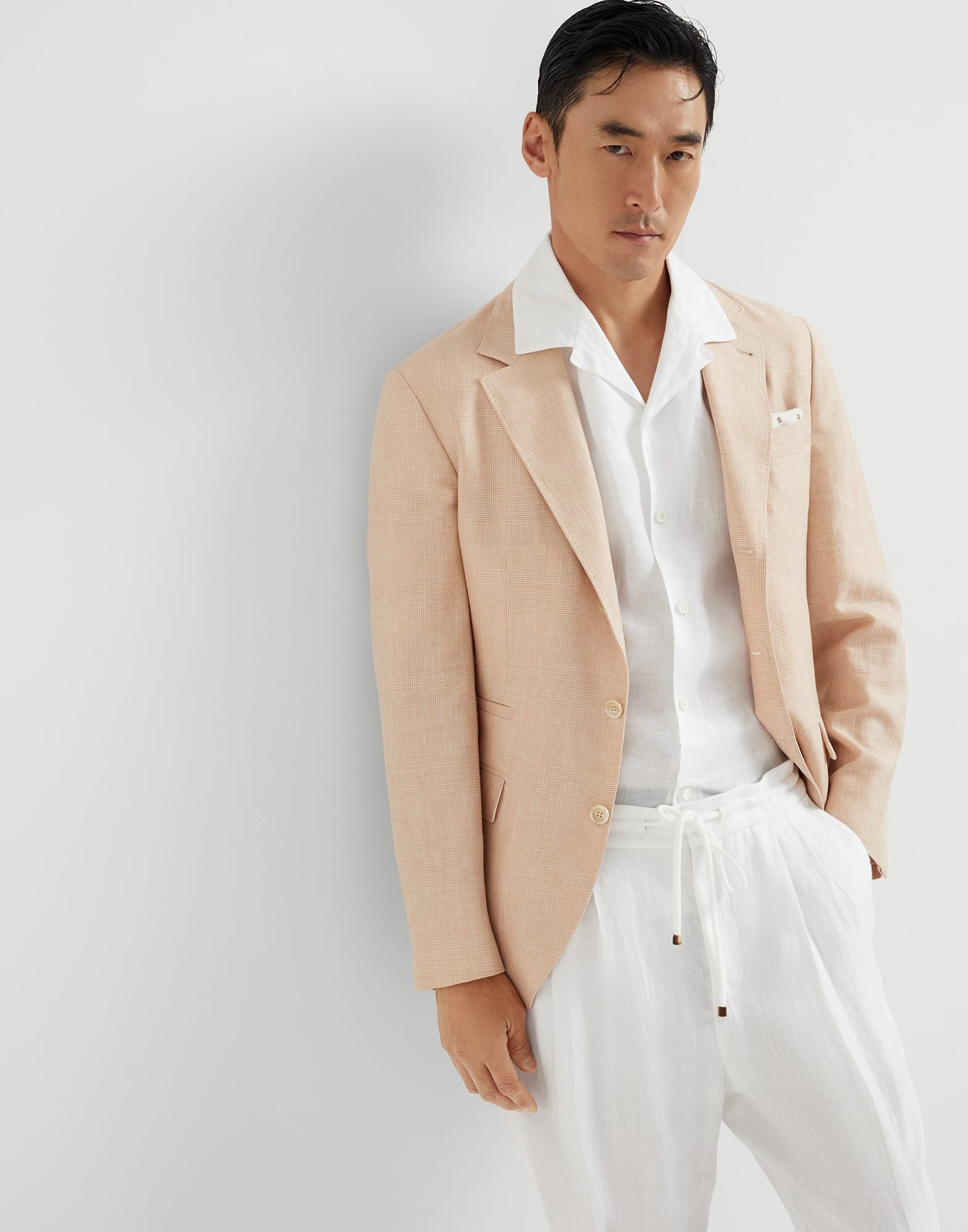 Linen easy fit short sleeve shirt with camp collar - 4