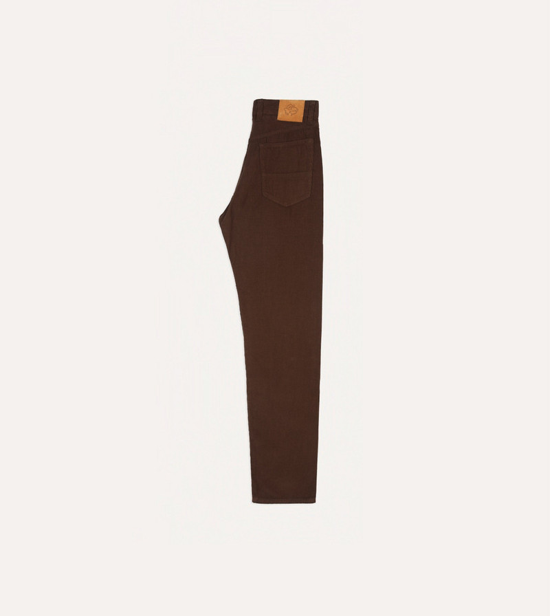 Brown Japanese Selvedge Needlecord Five-Pocket Trousers 6
