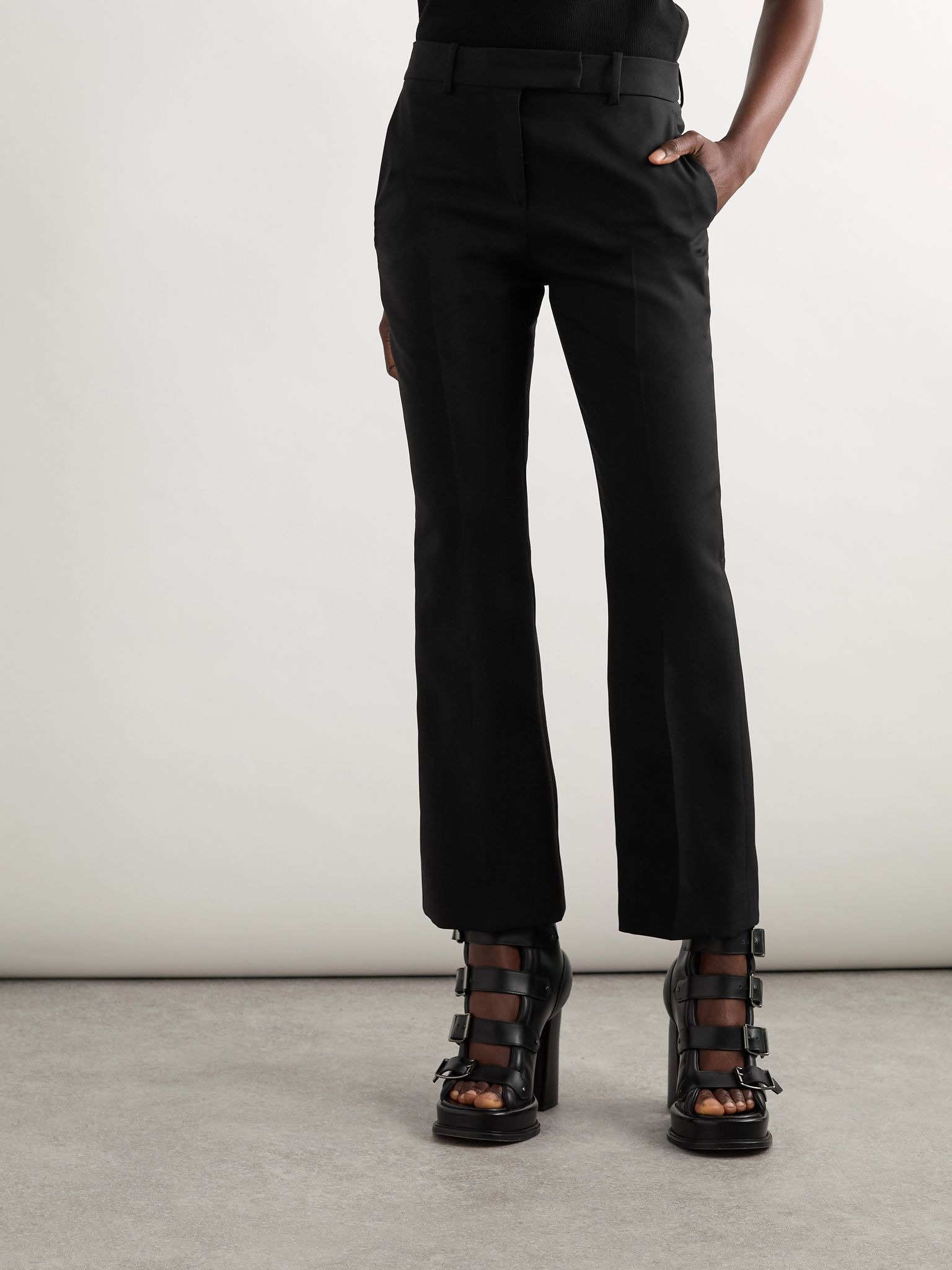 Wool-gabardine flared pants Black - 3