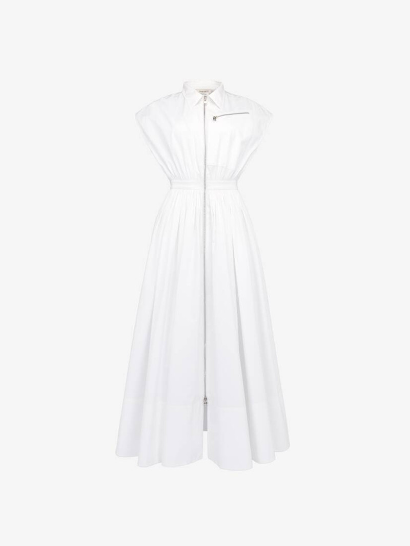 Alexander McQueen Women's Dropped Shoulder Shirt Dress in Optic White outlook