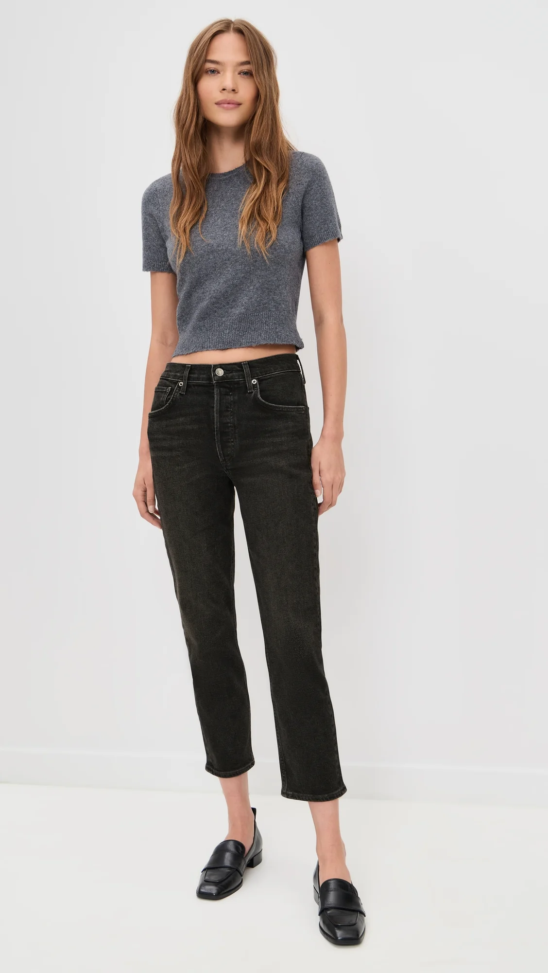 Riley High Rise Straight Crop Jeans - 1