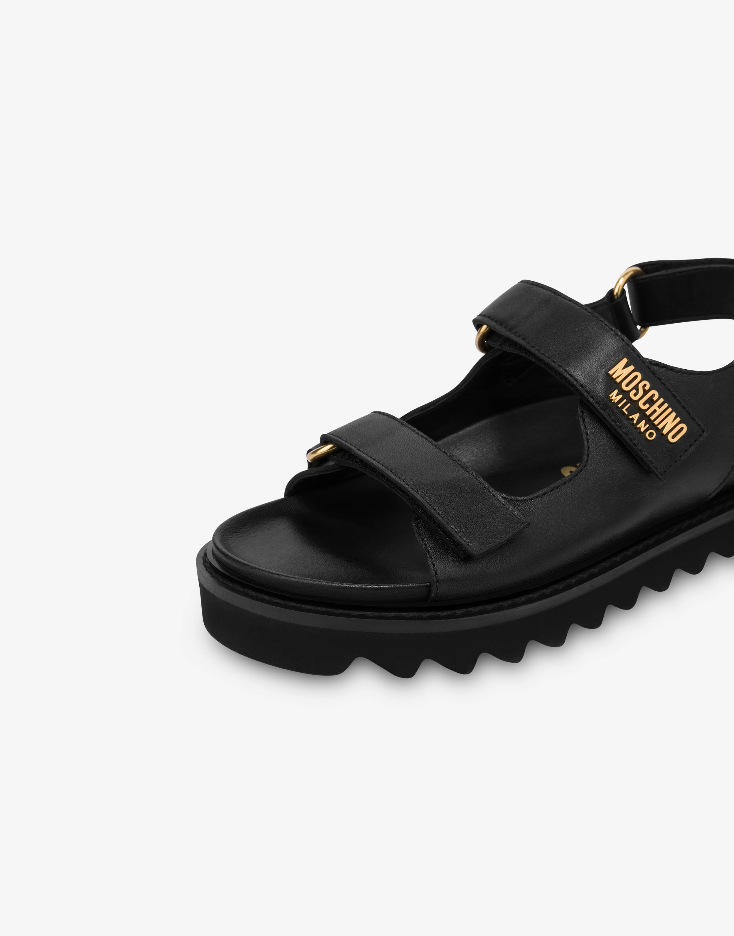 METAL LOGO CALFSKIN PLATFORM SANDALS - 1