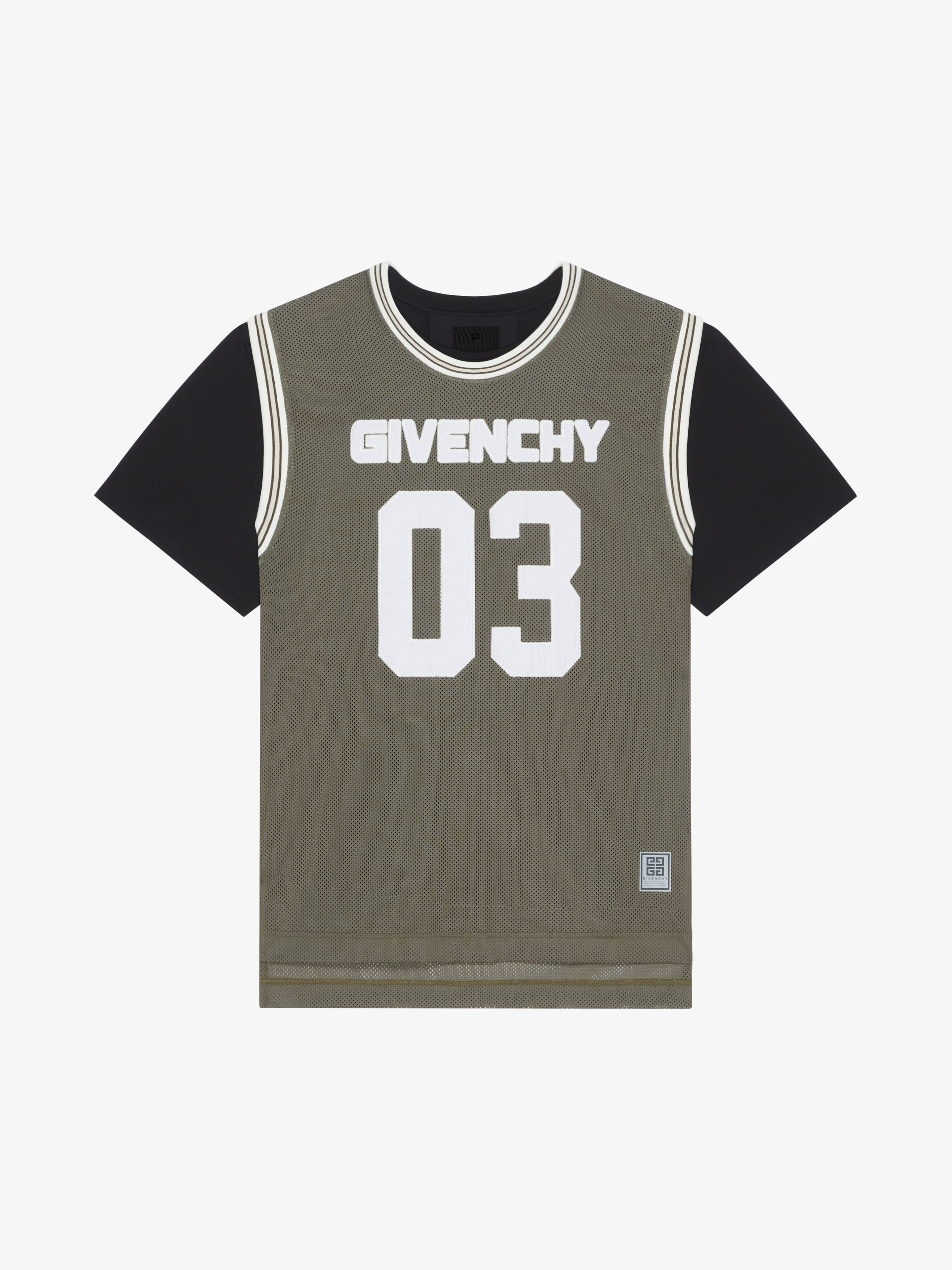 GIVENCHY OVERLAPPED T-SHIRT IN MESH AND JERSEY - 1