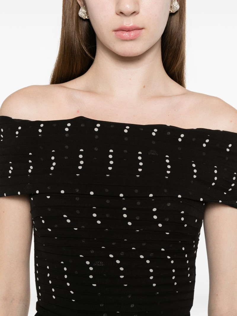 polka-dot off-shoulder maxi dress 5
