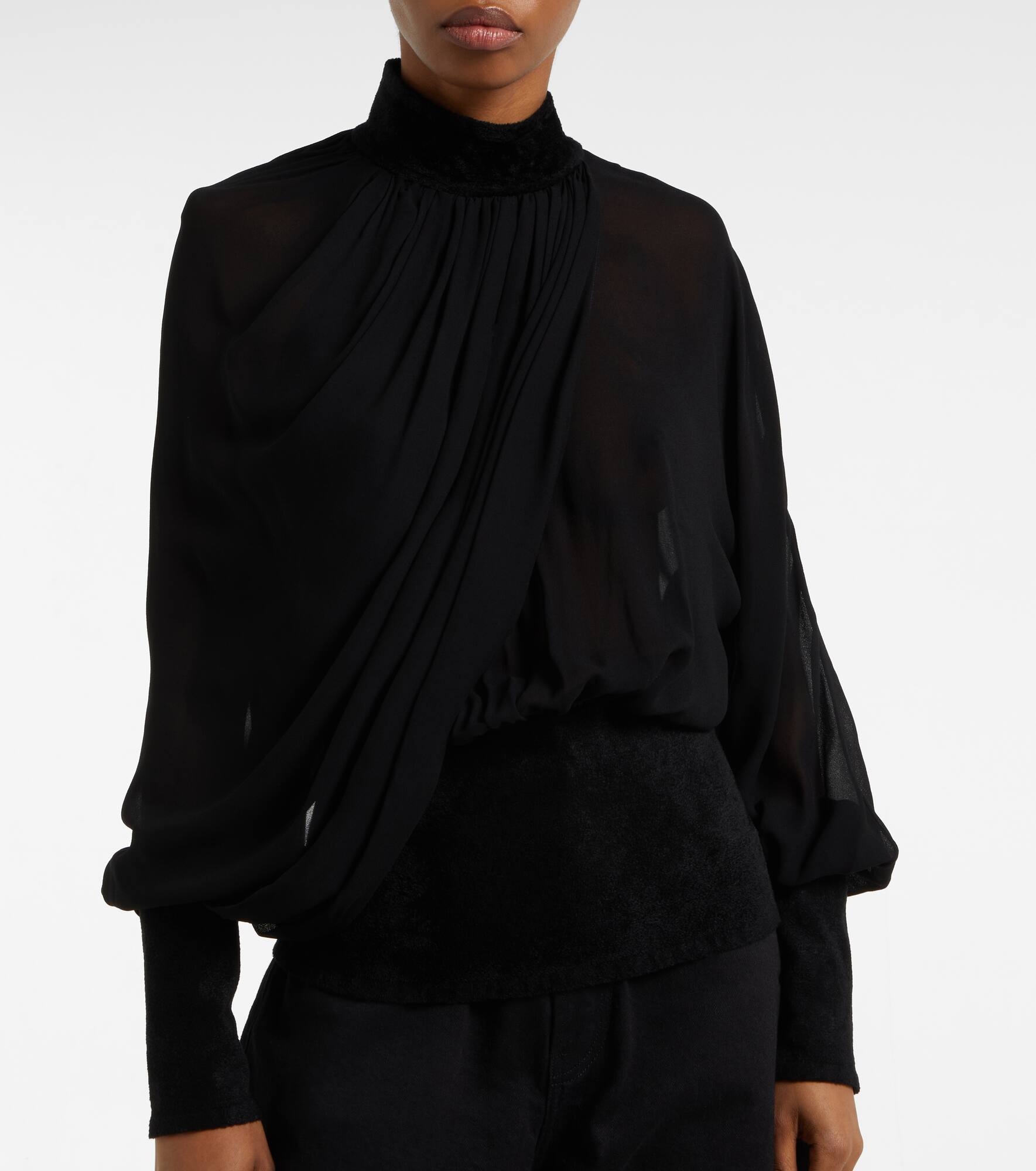 Draped georgette blouse - 6