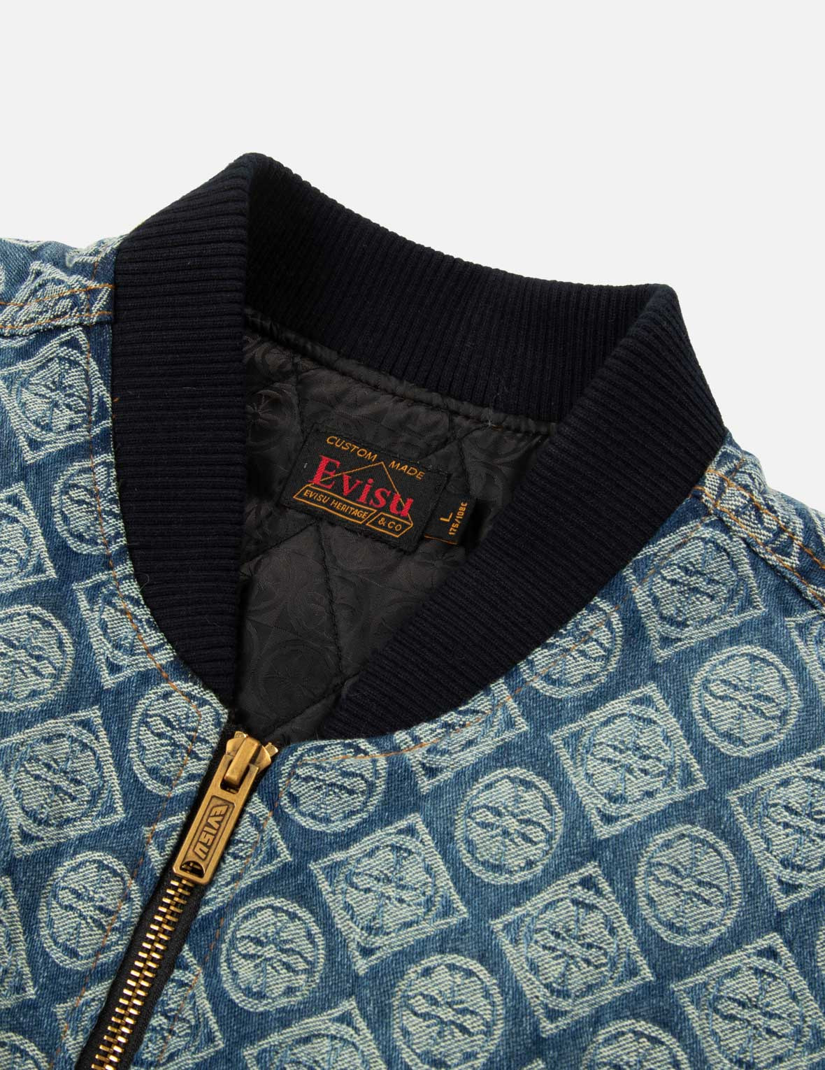 WASHED KAMON JACQUARD RELAX FIT DENIM PADDED VEST - 9