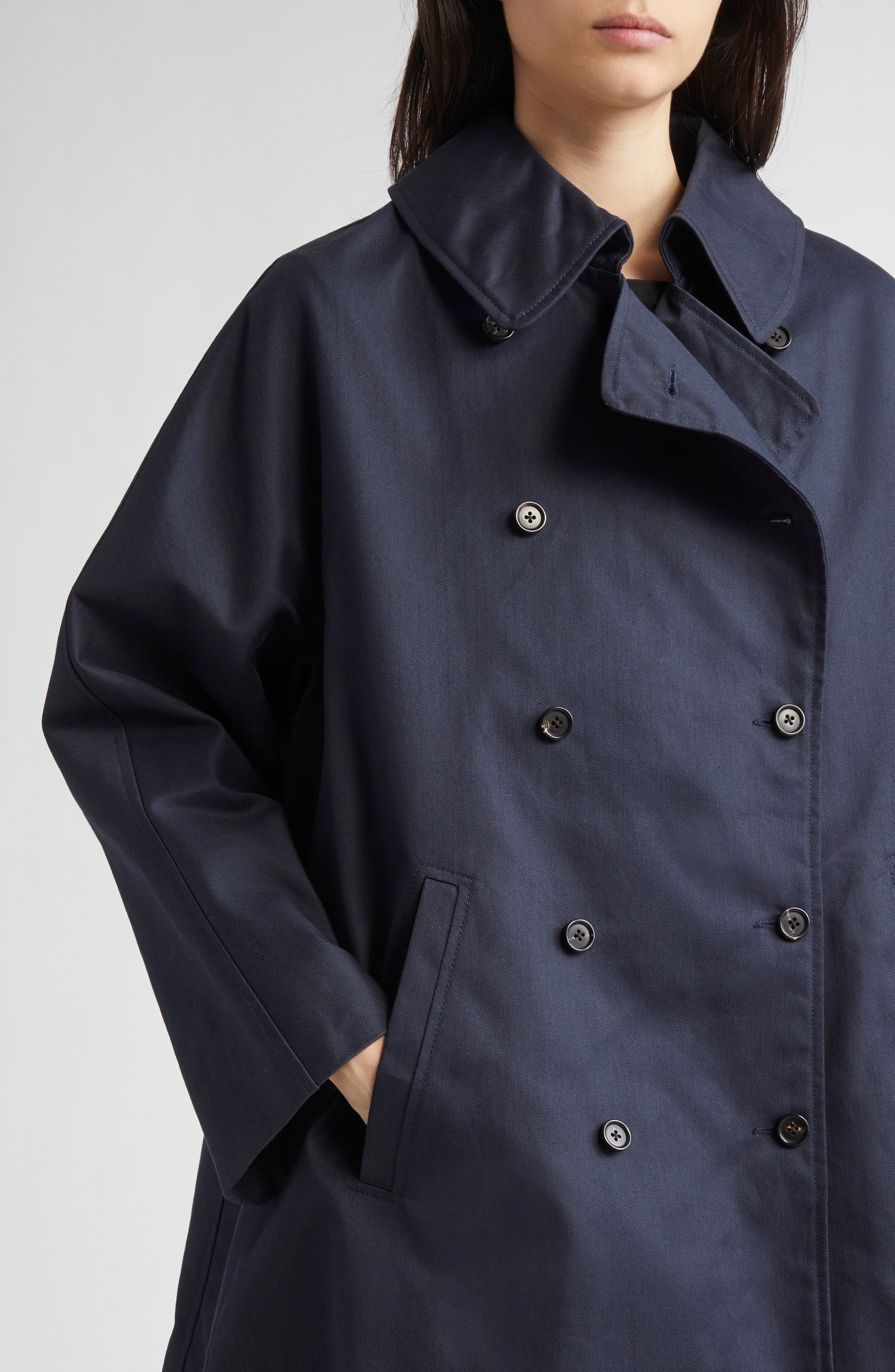 Bode Waxed Cotton Peacoat in Navy at Nordstrom - 5