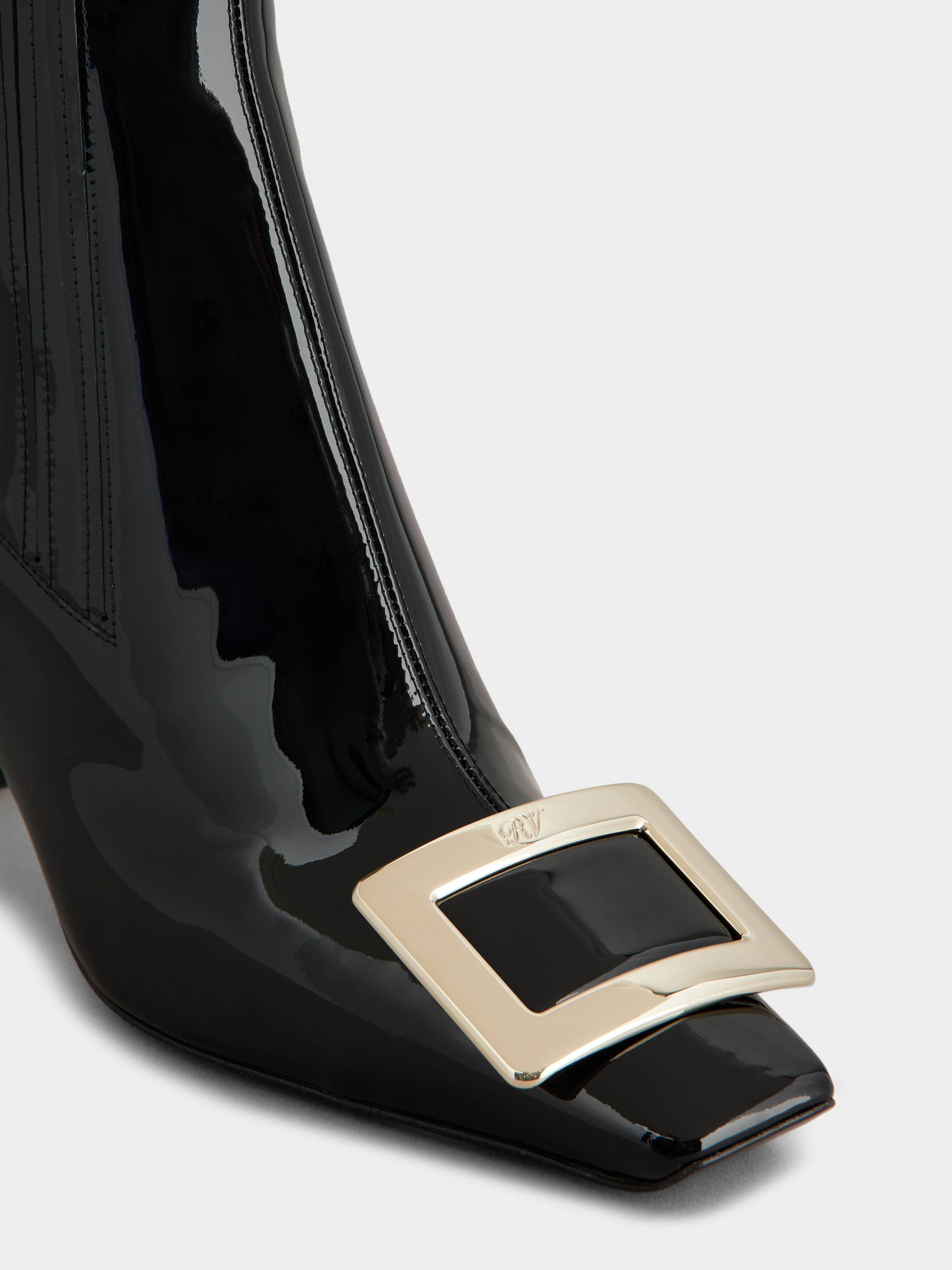 Belle Vivier Metal Buckle Chelsea Ankle Boots in Patent Leather - 3