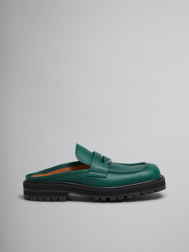GREEN LEATHER PIERCING 2.0 CHUNKY SABOT LOAFER 1