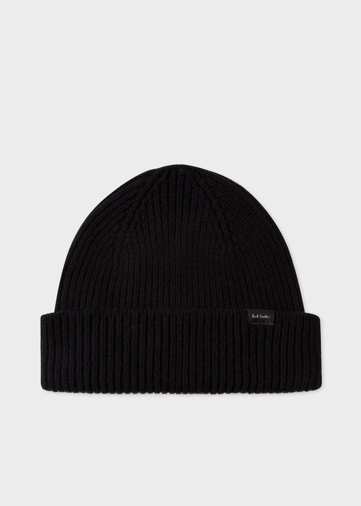 Black Cashmere-Blend Beanie Hat - 1