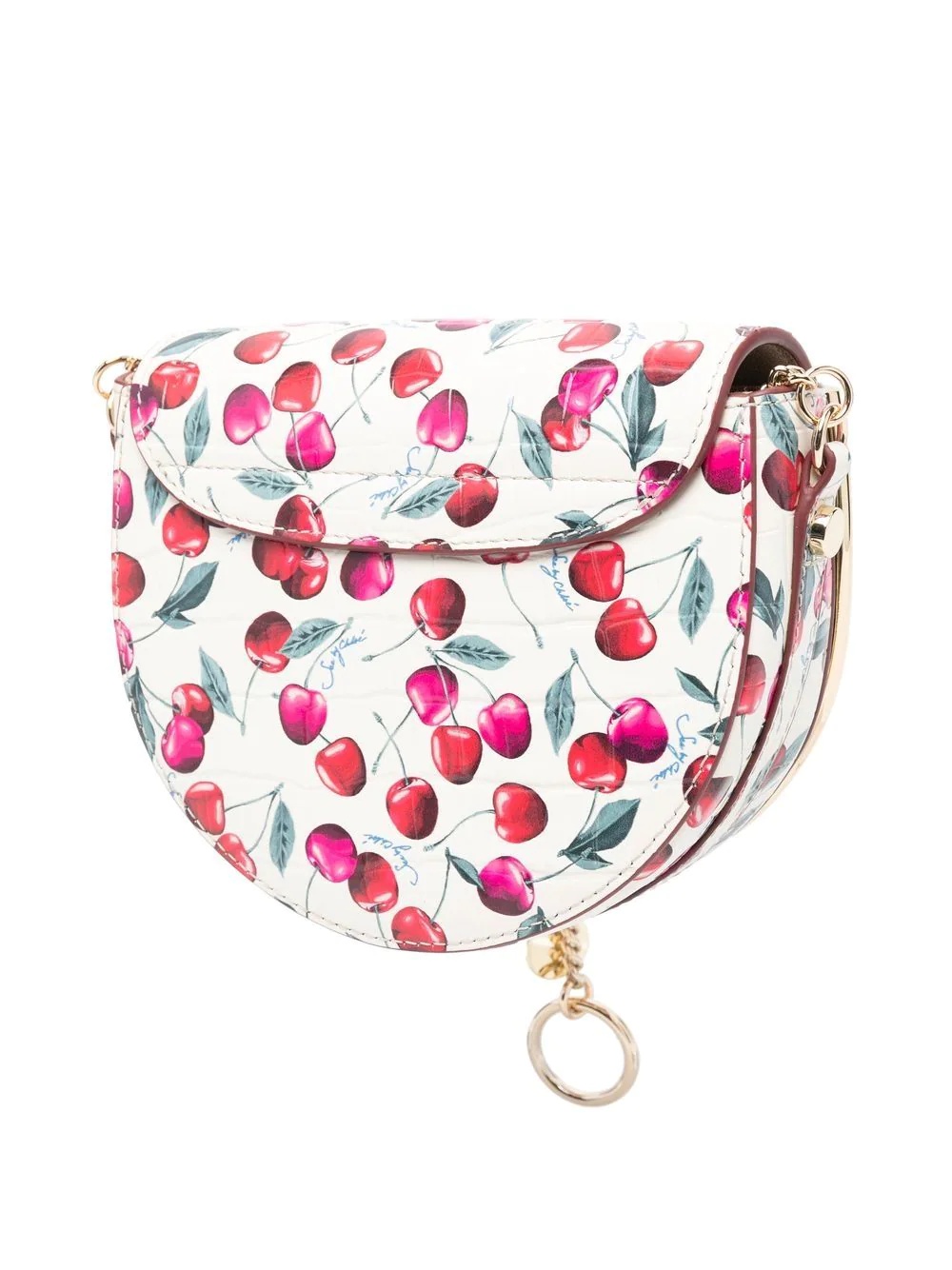 Mara cherry-print saddle crossbody bag - 3