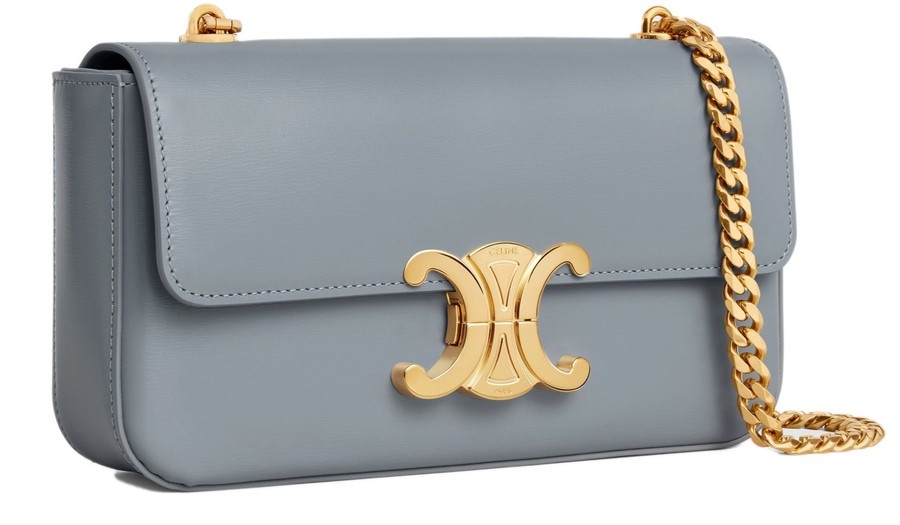 Triomphe Shoulder Bag In Shiny Calfskin with chain - 2