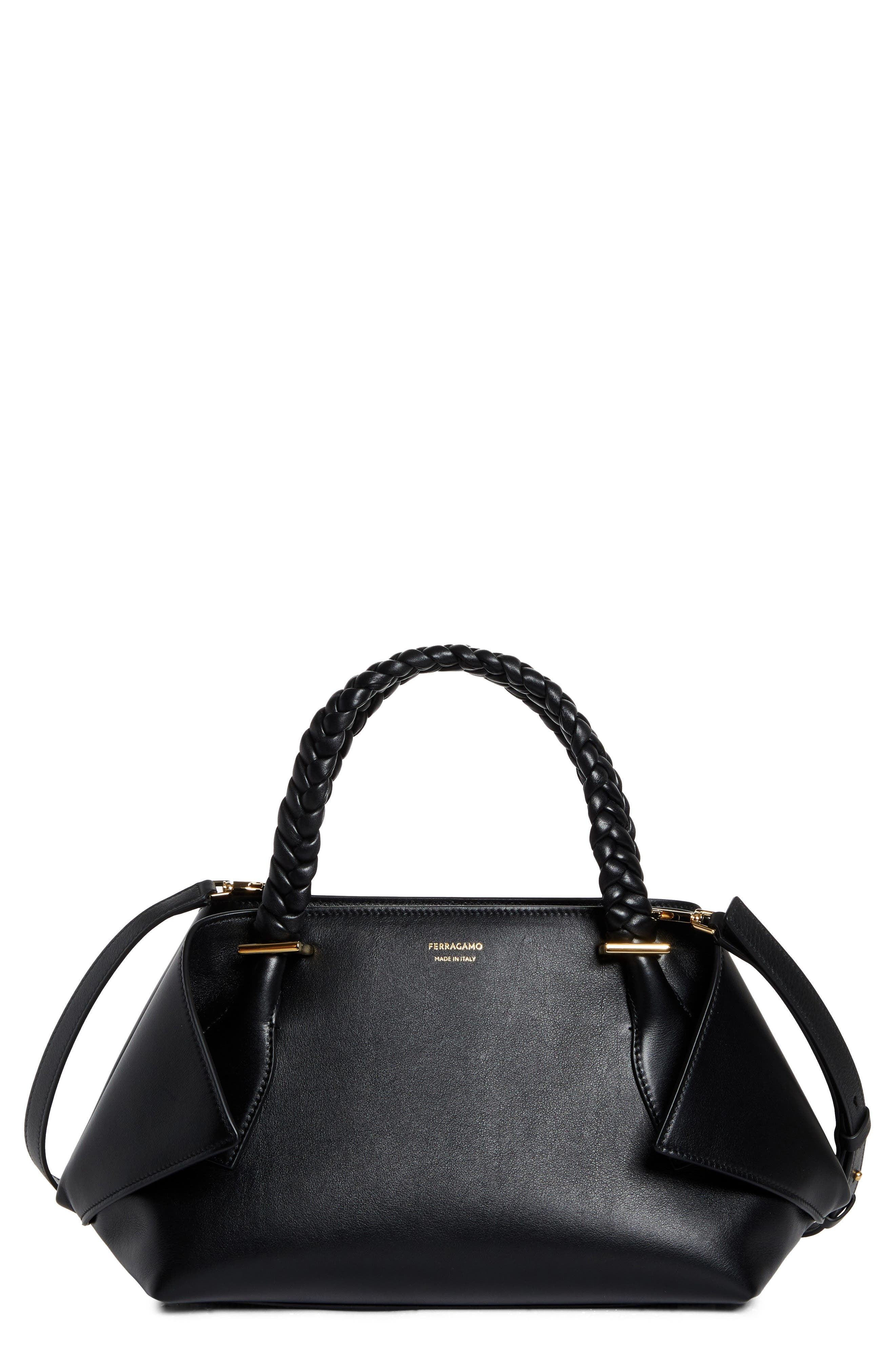 FERRAGAMO The Scarf Leather Top Handle Bag in Nero at Nordstrom - 1