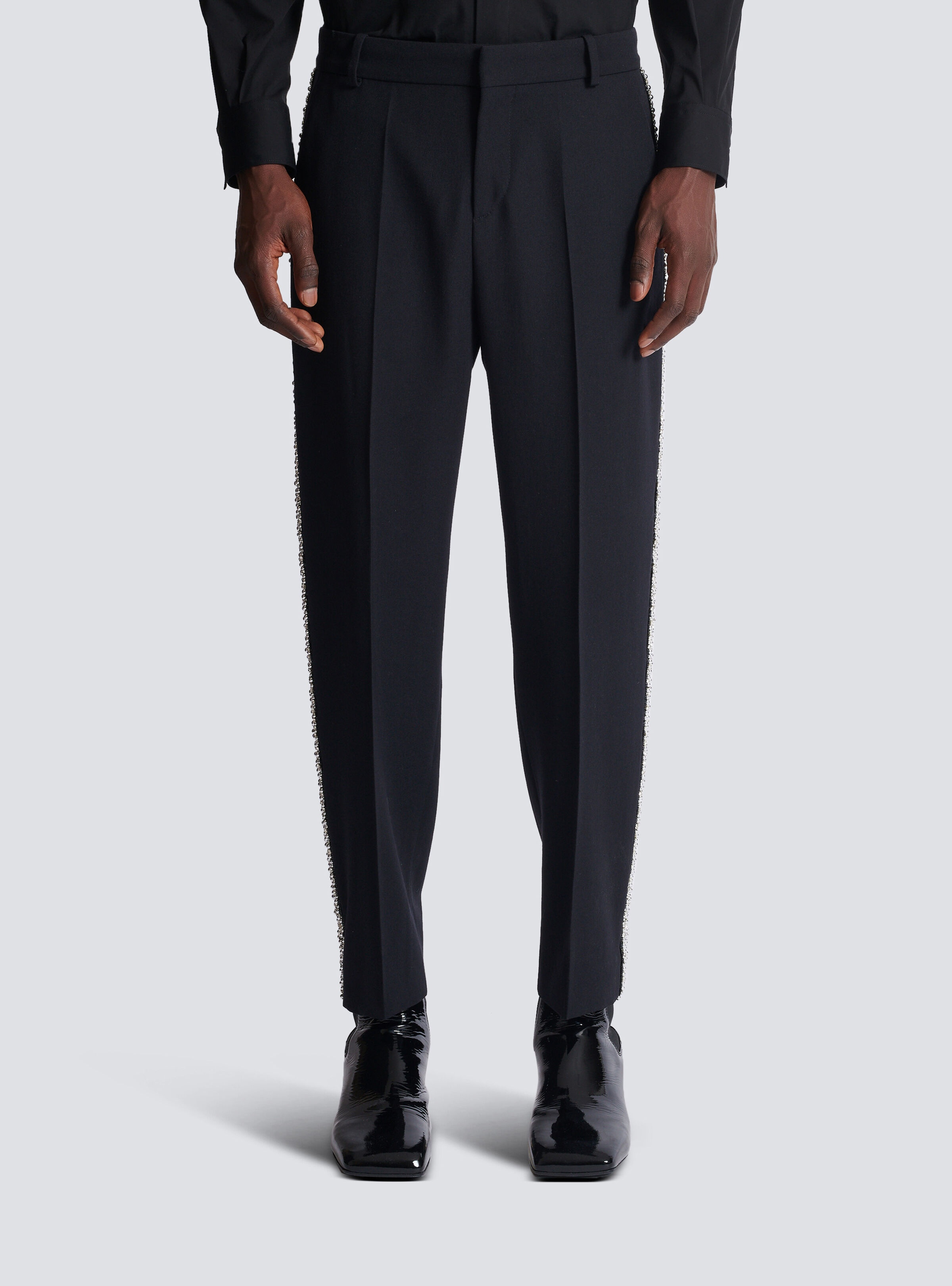 Embroidered grain de poudre trousers - 5