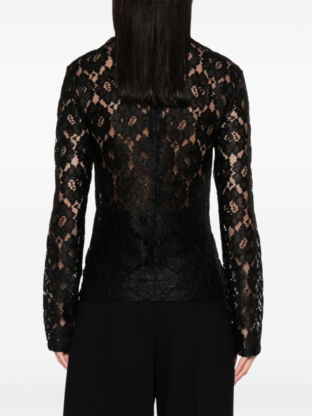 lace mock-neck T-shirt - 4