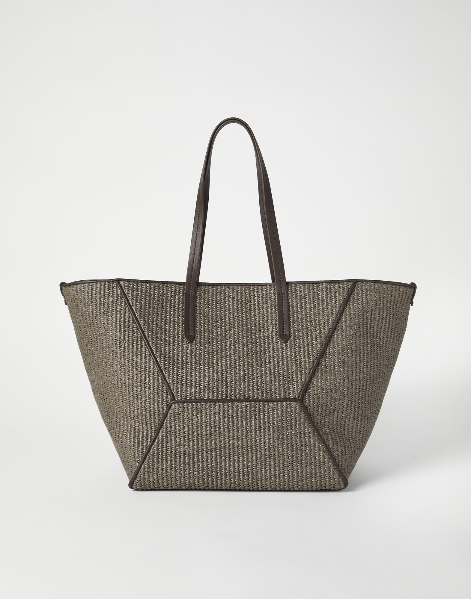 Techno raffia shopper bag with monili - 2