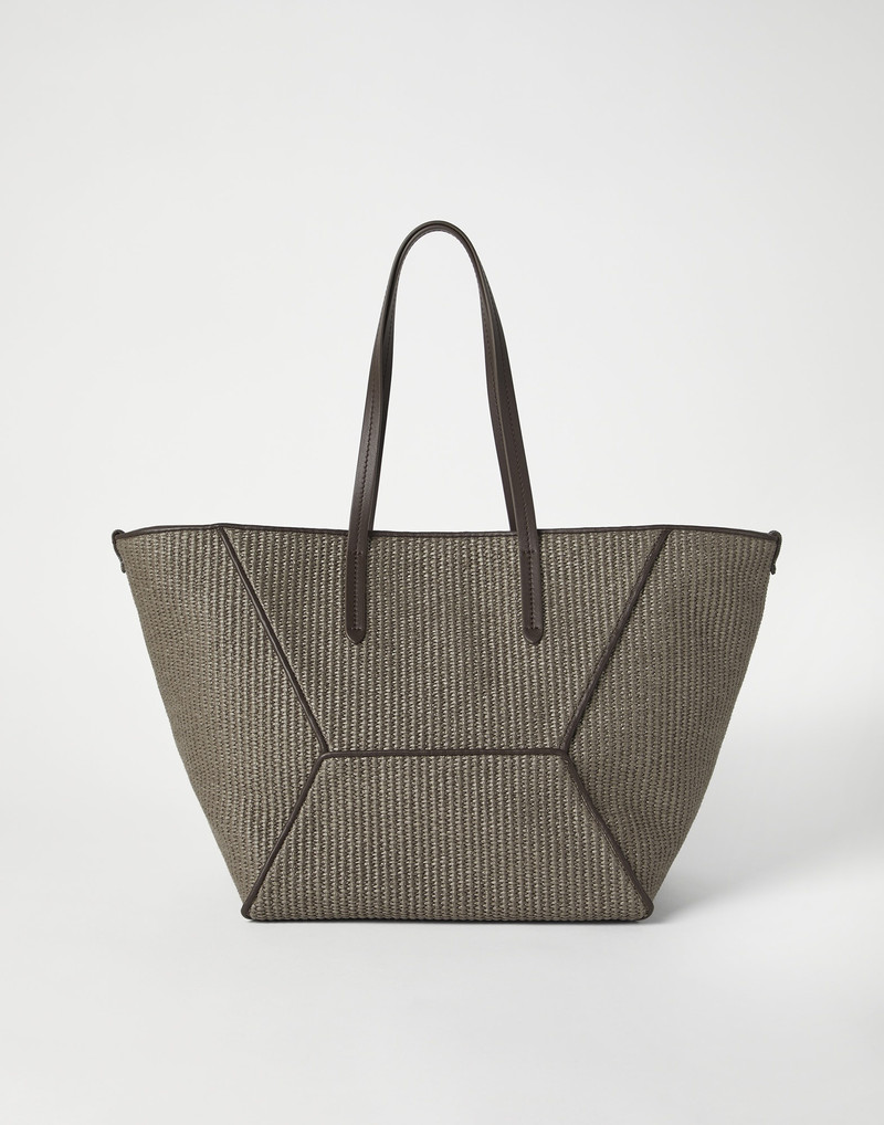Brunello Cucinelli Techno raffia shopper bag with monili outlook