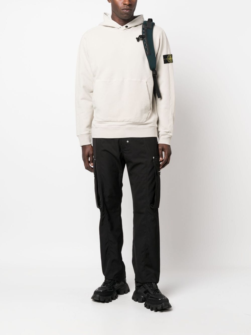 logo-patch cotton hoodie - 2