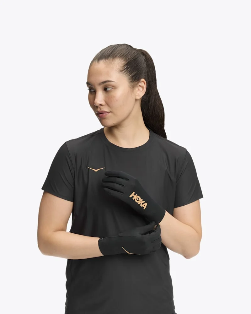 Airolite Run Gloves in Black/Gold - 1