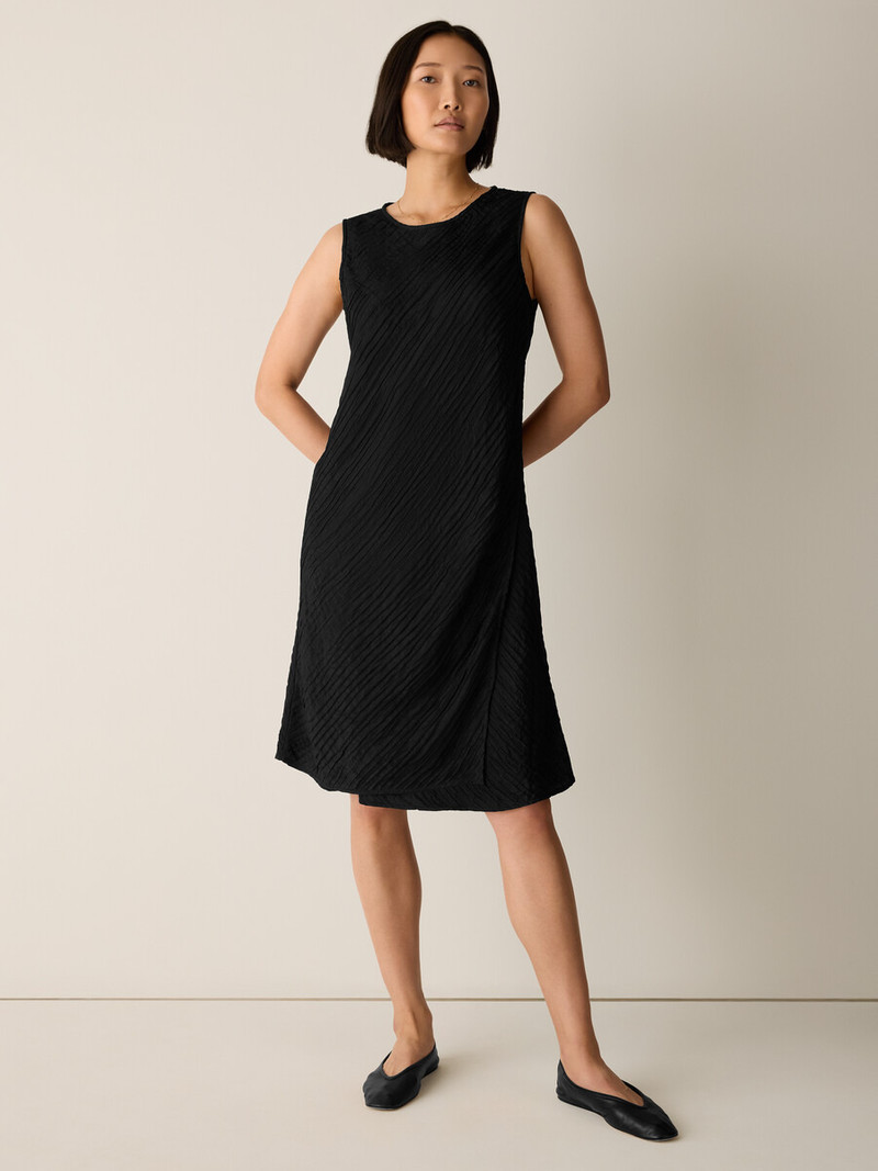 EILEEN FISHER Textured Silk Jacquard Wrap Dress outlook