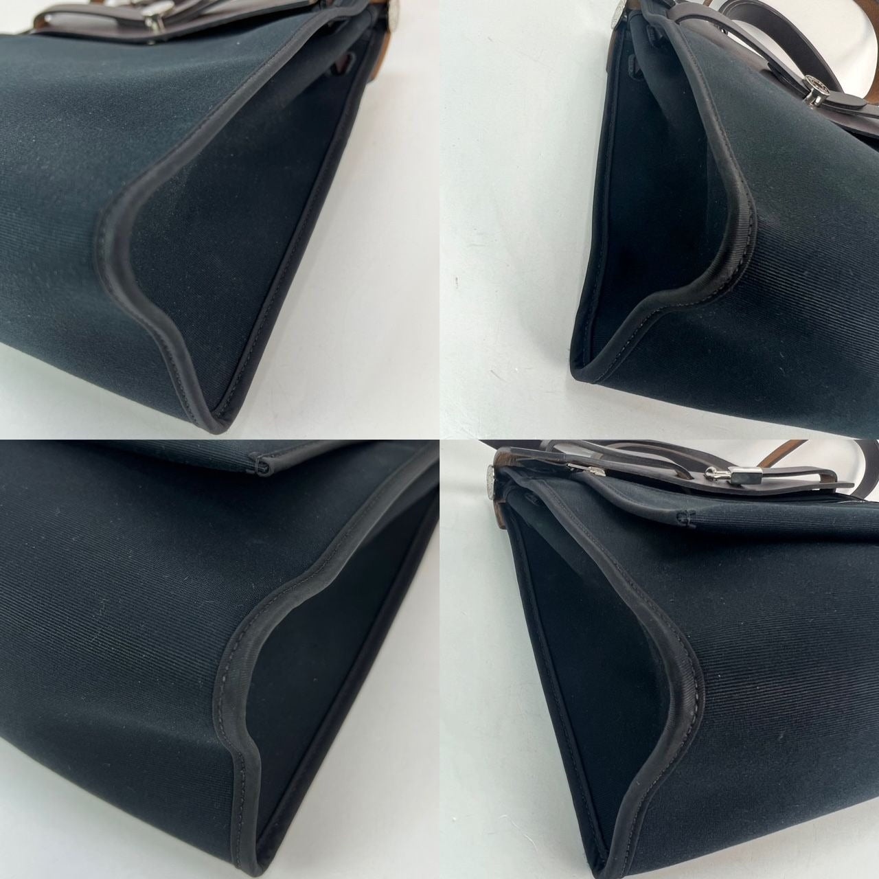 Hermes Toile vache Hunter Herbag zip 31 PM Black Ebene Shoulder Bag - 7