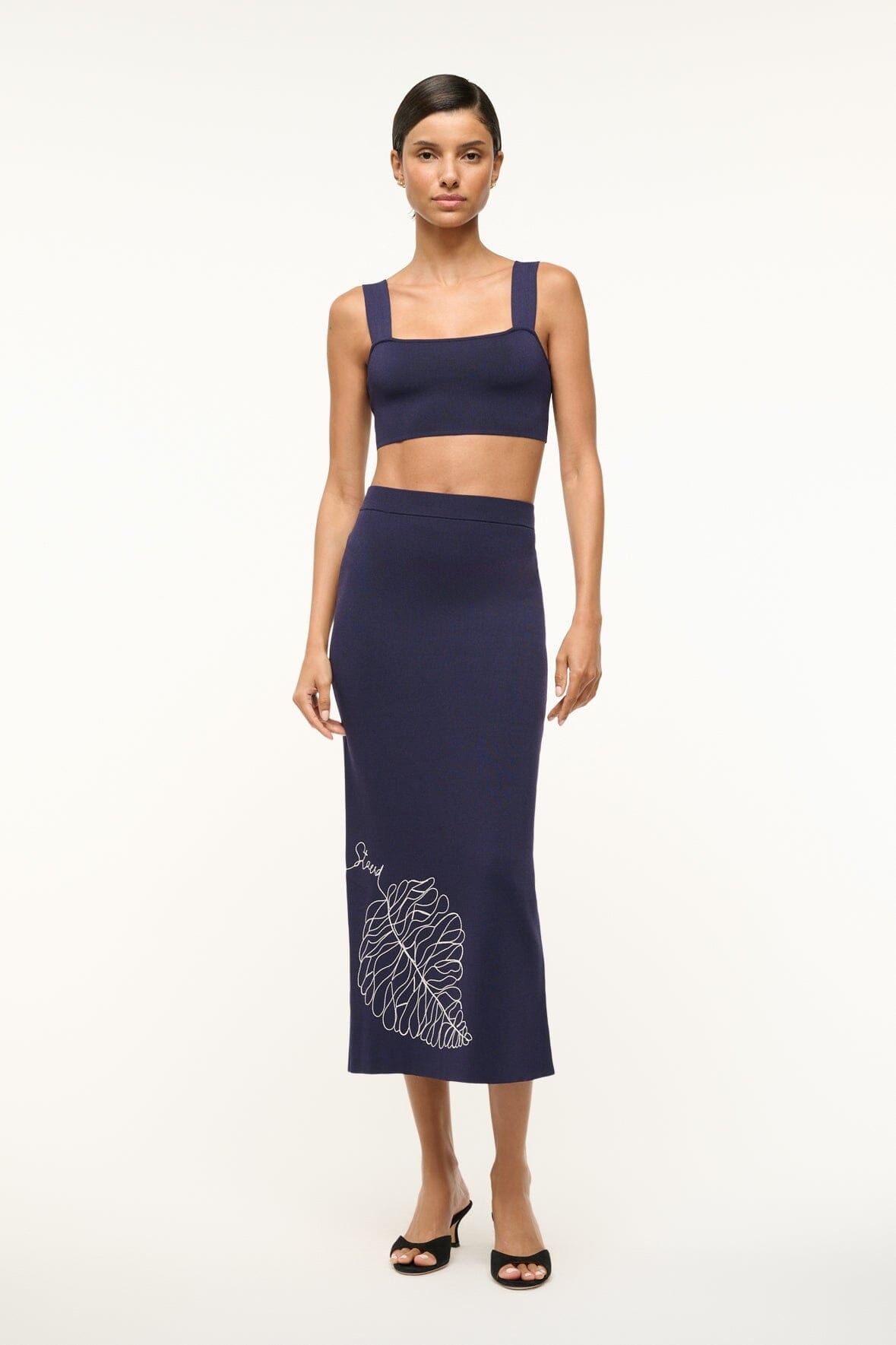 STAUD KARINA SKIRT NAVY WHITE - 1