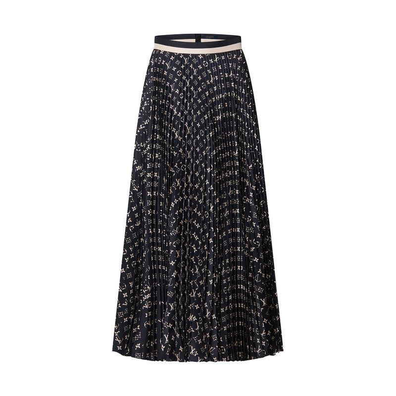 Stripe Accent Monogram Pleated Skirt 1