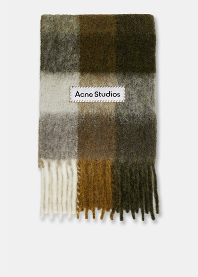 Acne Studios Green Multi Mohair Checked Scarf outlook