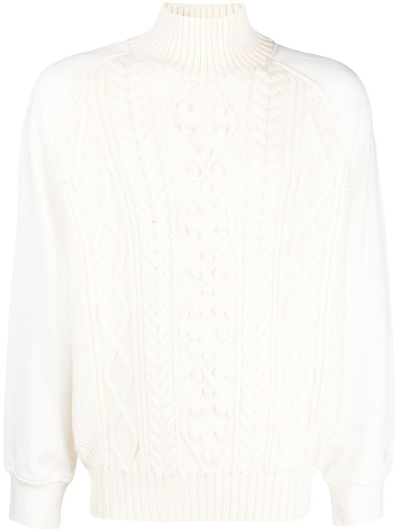 embroidered-logo sleeve knit jumper - 1