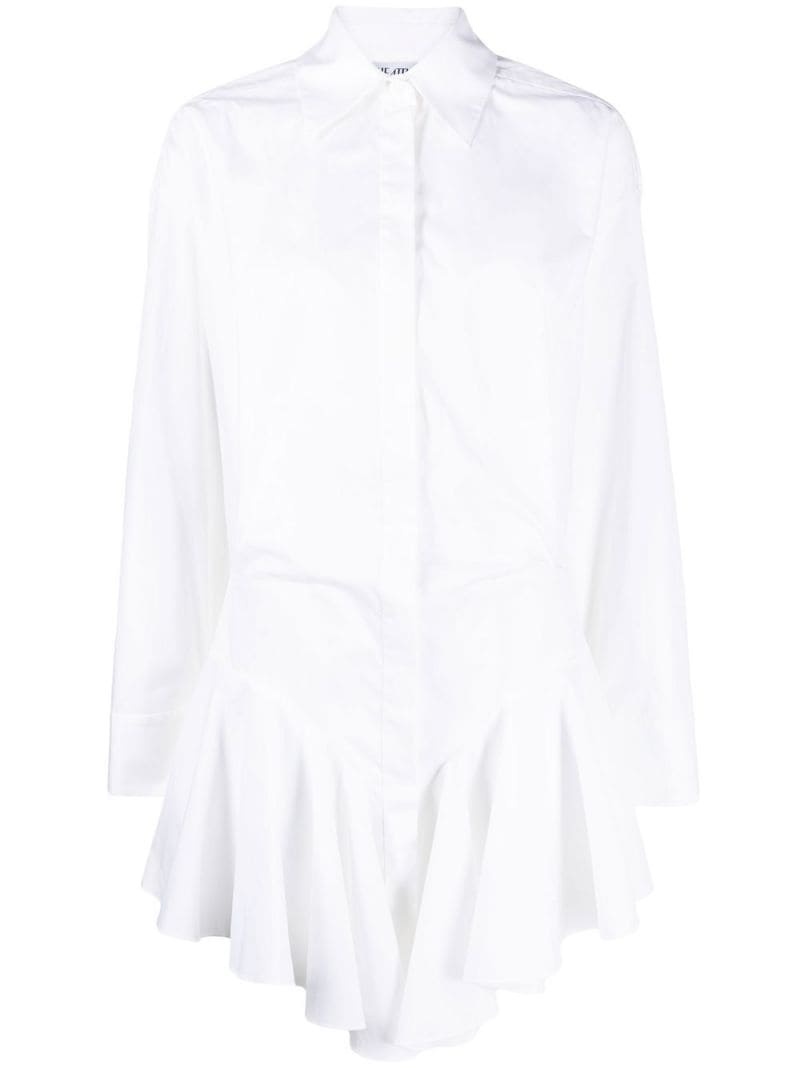 ruffled-trim shirt dress - 1