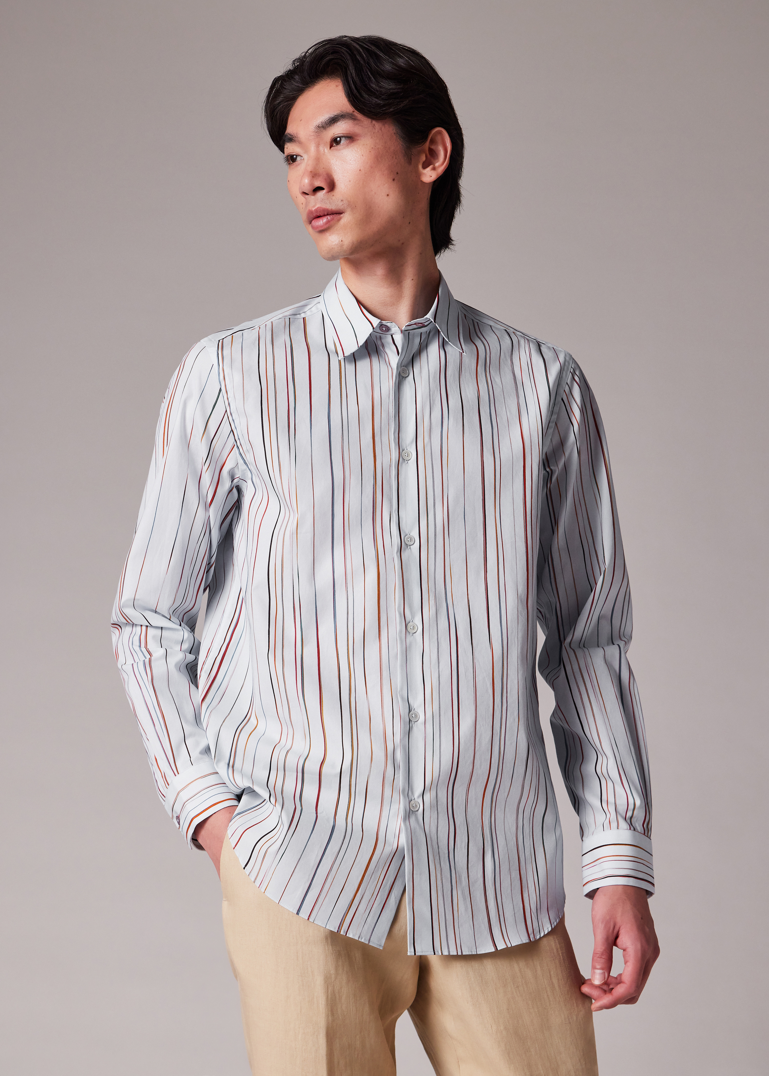 Light Blue 'Signature Pinstripe' Cotton Shirt - 4