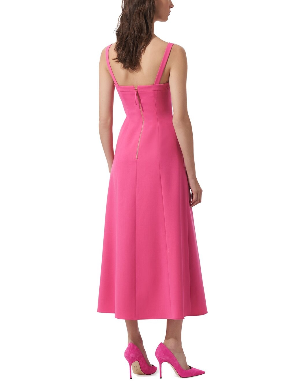 Carolina Herrera Thin Strap Bustier Wool-Blend Midi Dress - 2