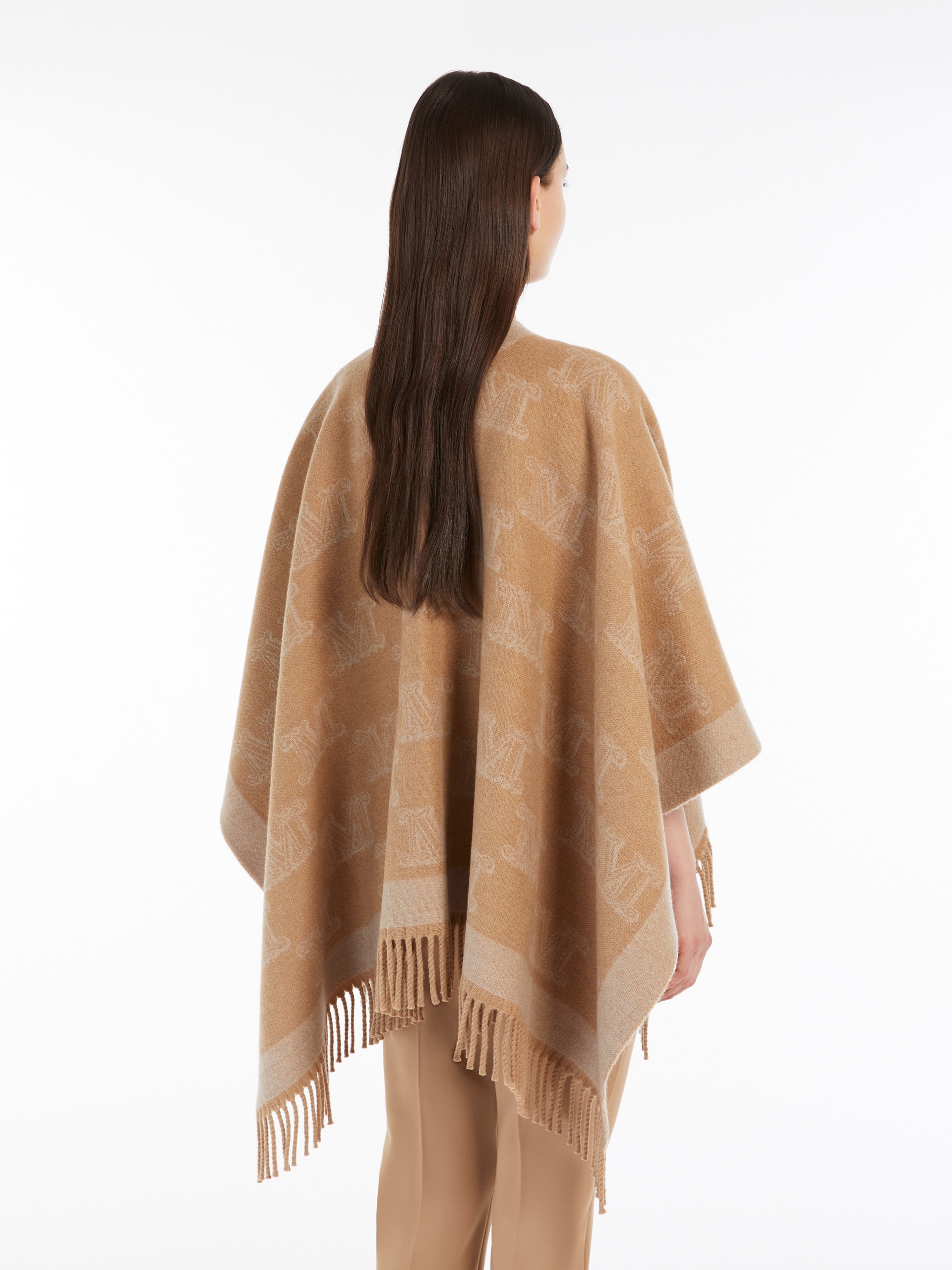 FRINE Jacquard wool poncho - 4