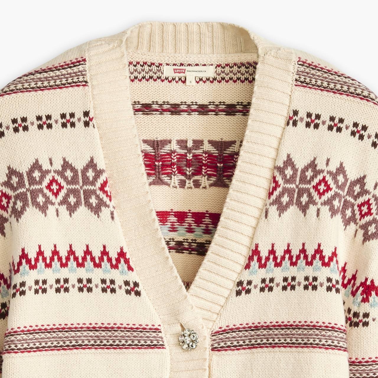 Vintage men's Levi's fair isle store knit wool blend cardigan sweater L