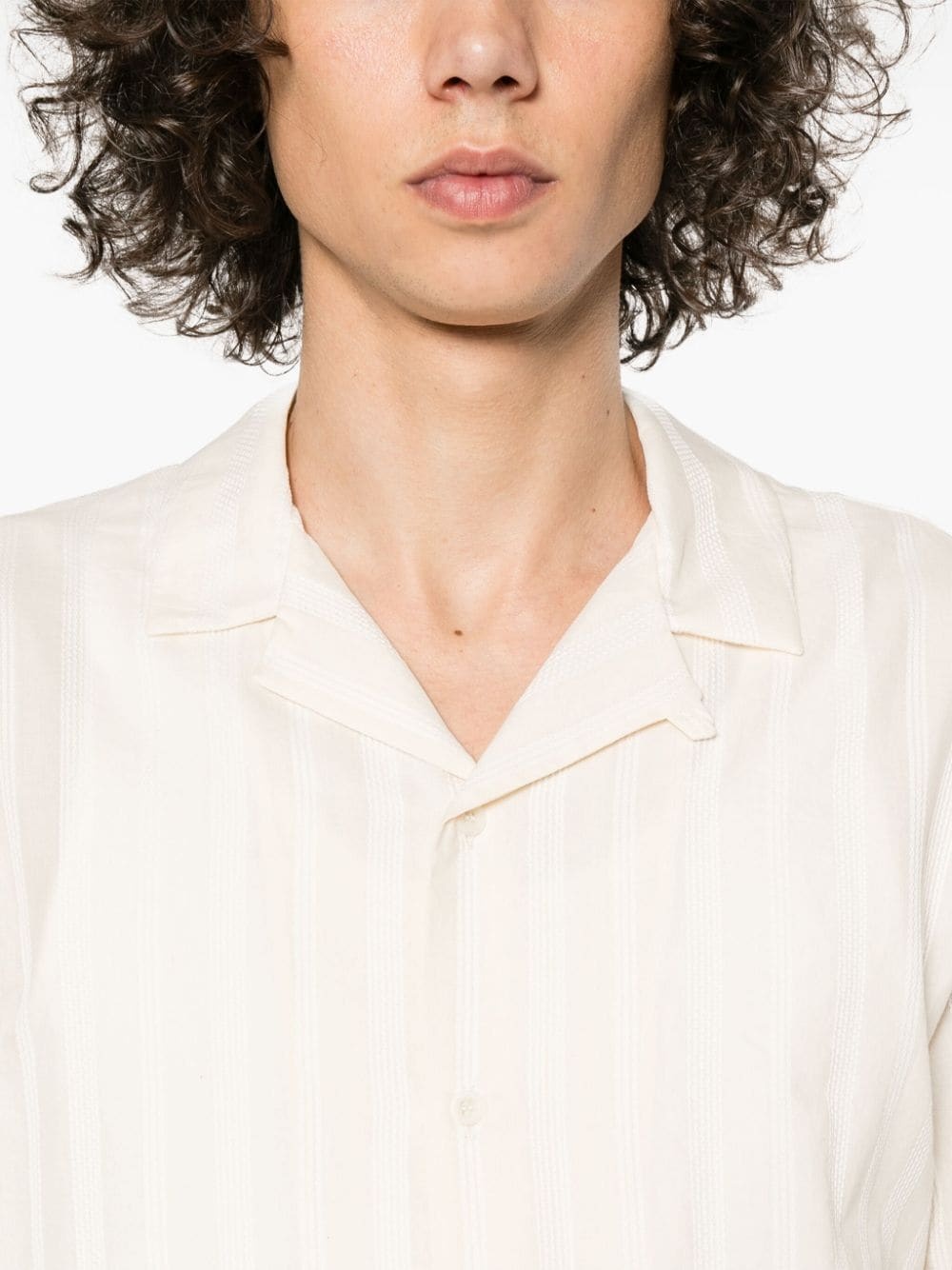 embroidered-stripes cotton shirt - 5