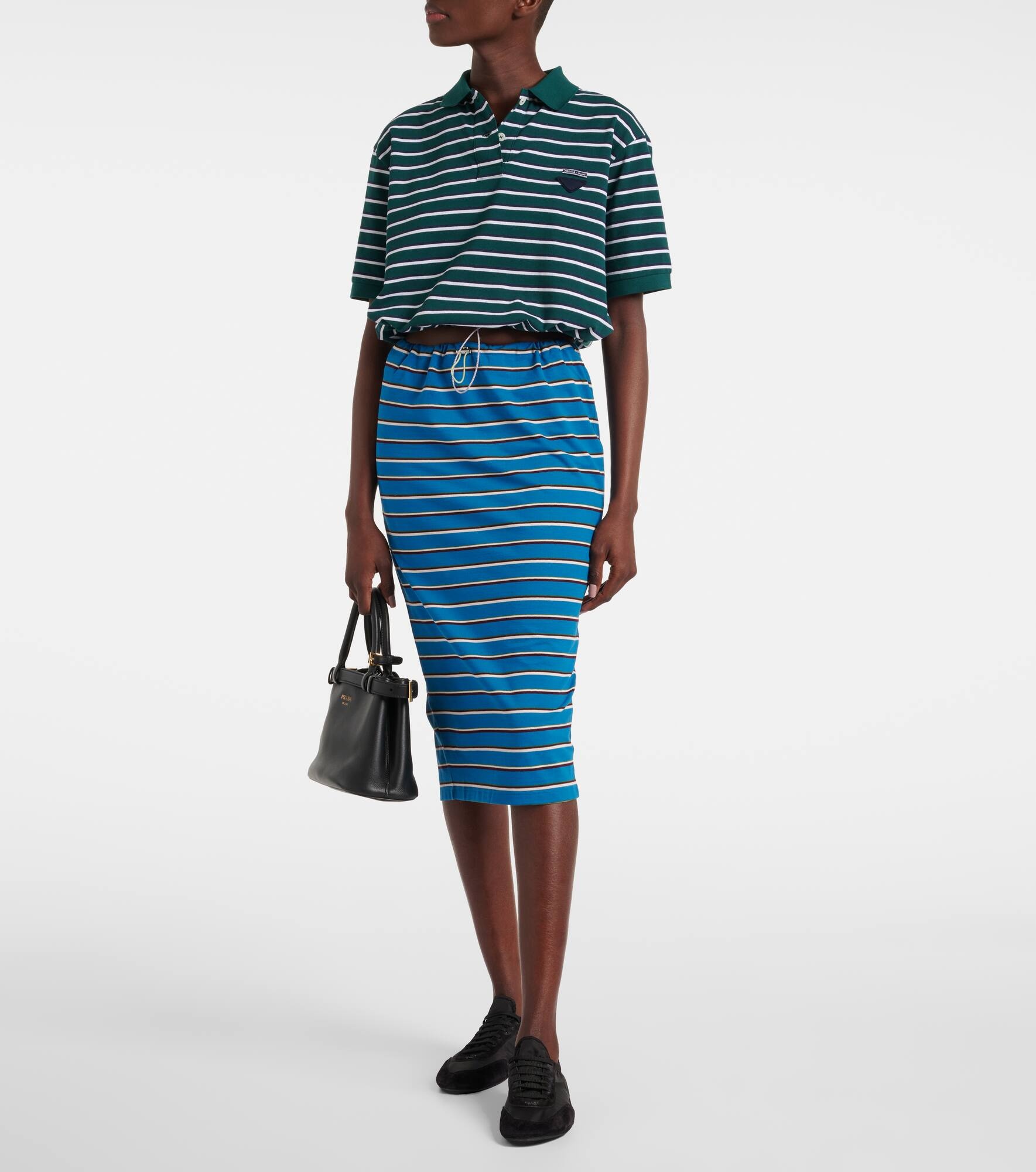 Striped cropped cotton polo shirt - 6