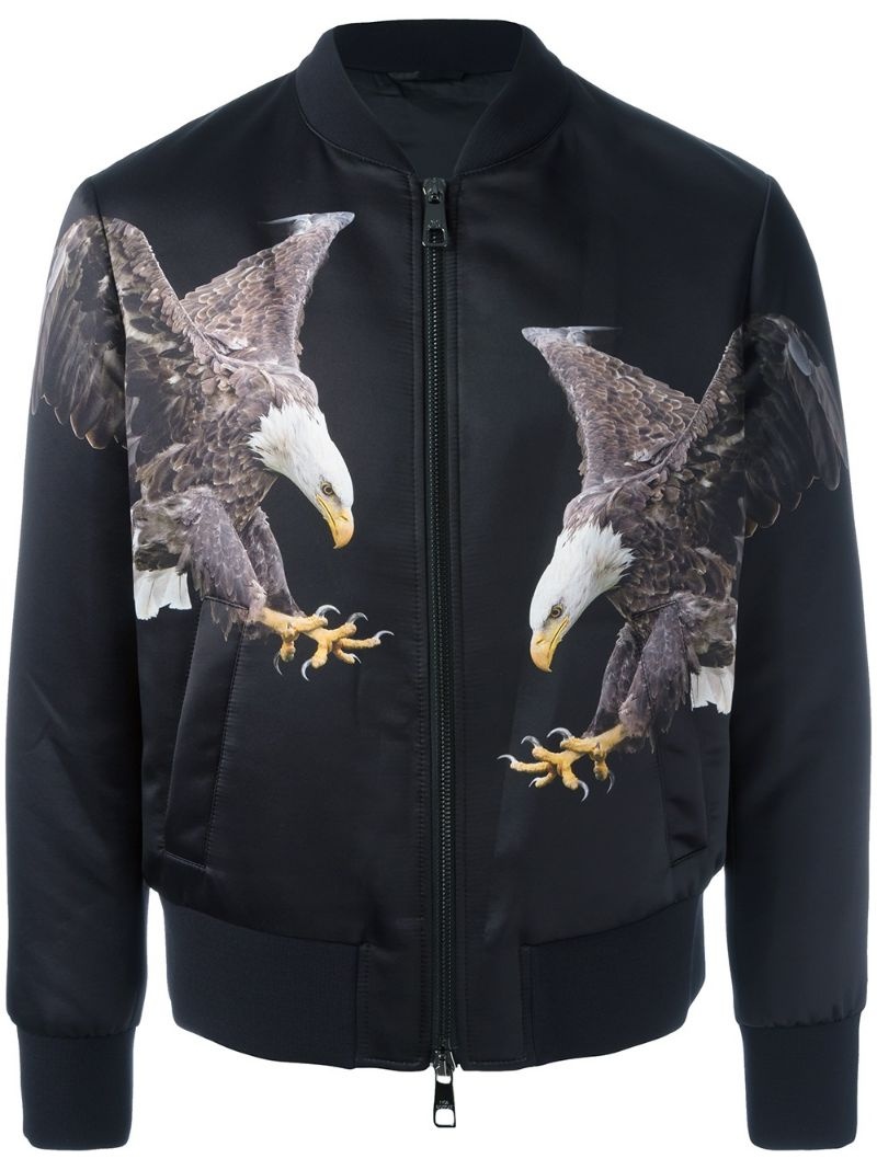 eagle print bomber jacket - 1