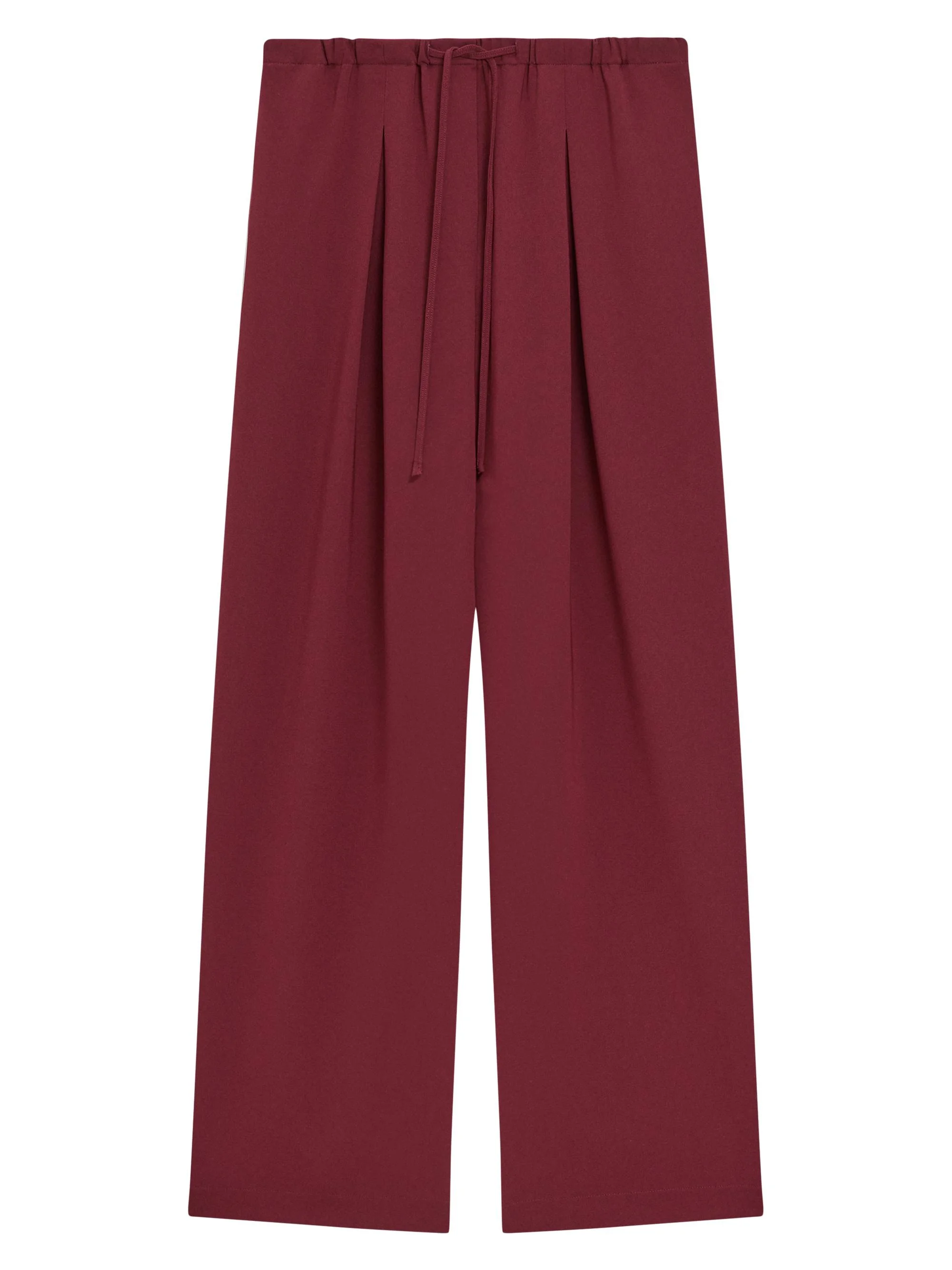 Women's Pleated Crêpe Casual Pants - Grenache - 1