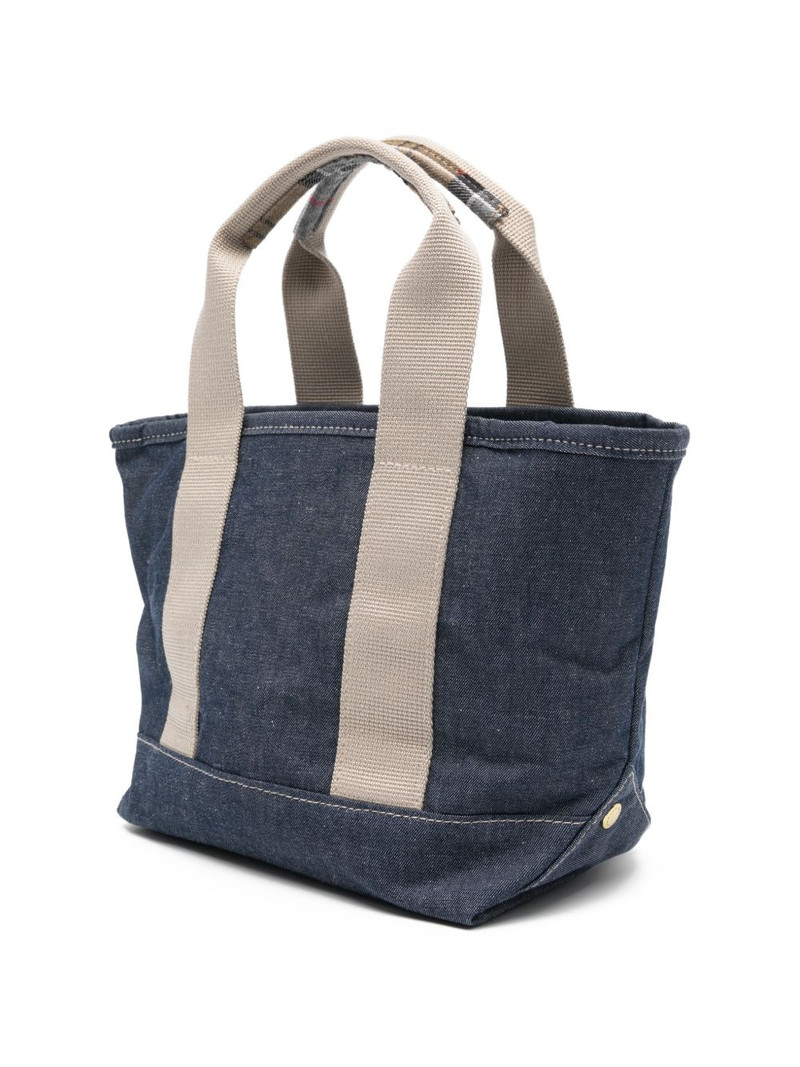 mini Mya tartan-detail denim tote bag 3