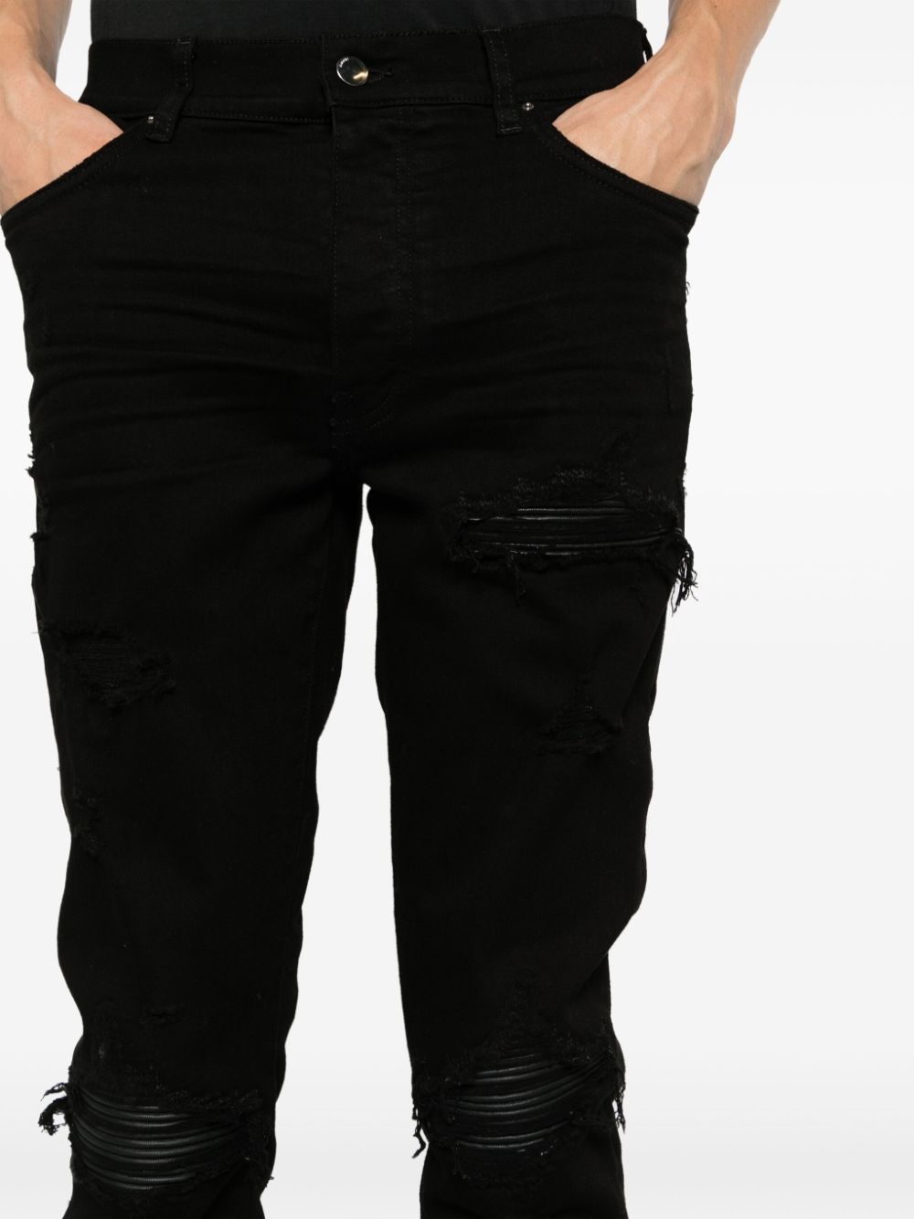distressed skinny cut jeans - 5