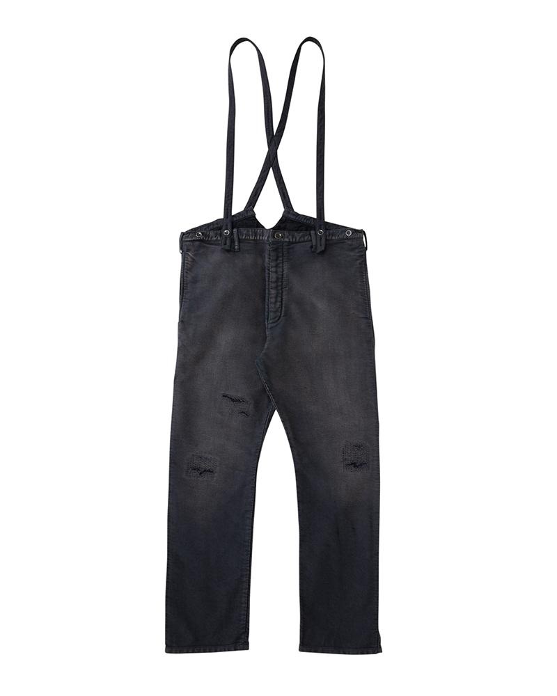 visvim TRAVAILLER BRACES PANTS (MOLESKIN) BLACK | REVERSIBLE